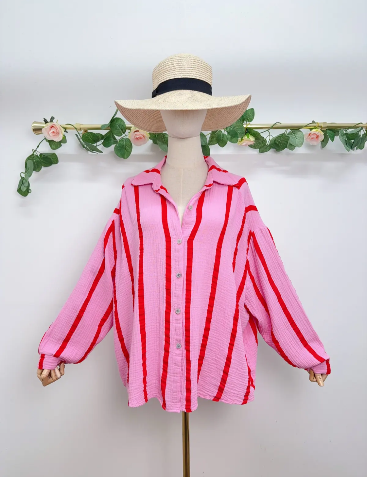 Musselin Bluse Gestreift