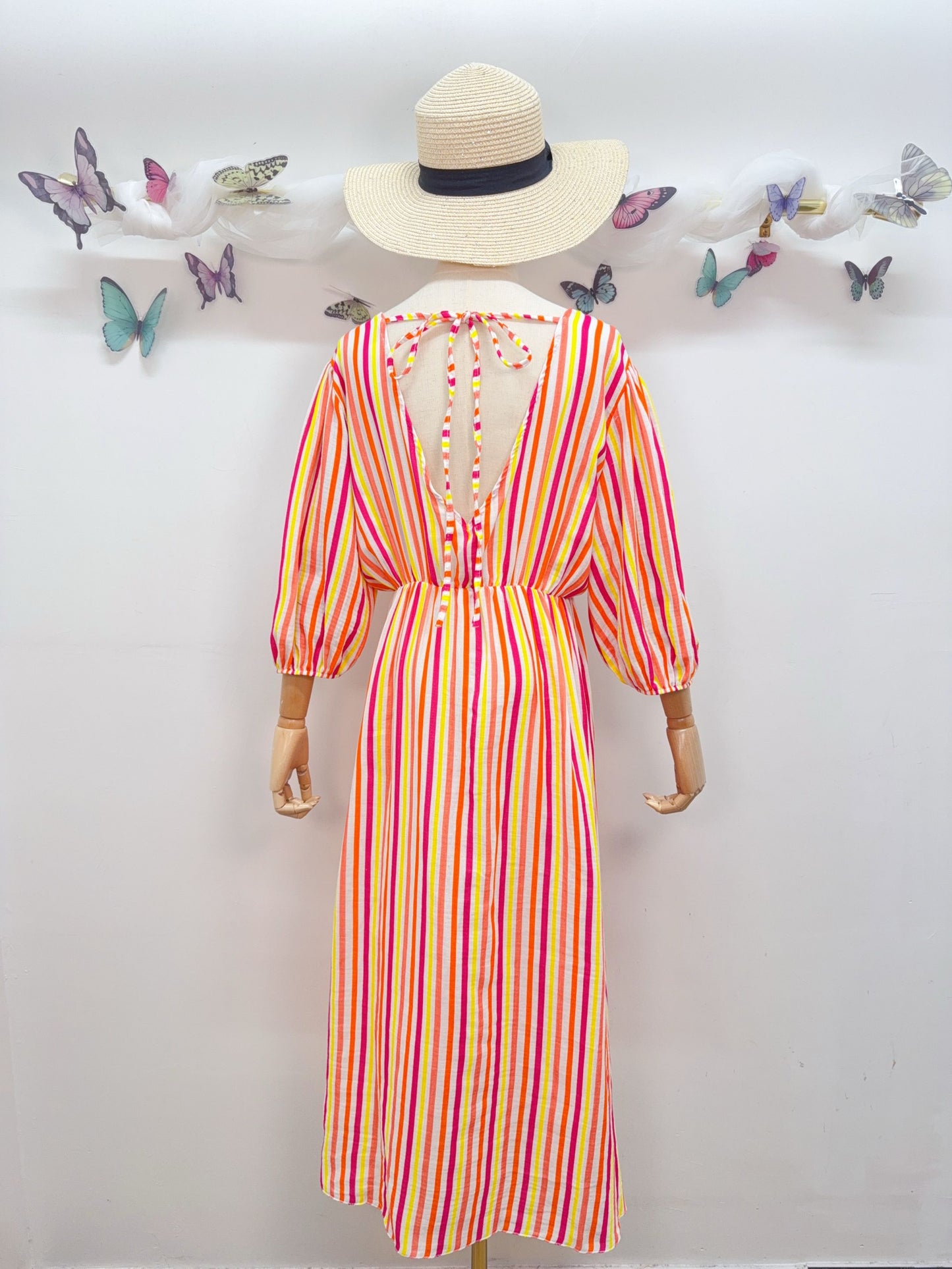 Sommerkleid Streifen 3/4 Arm