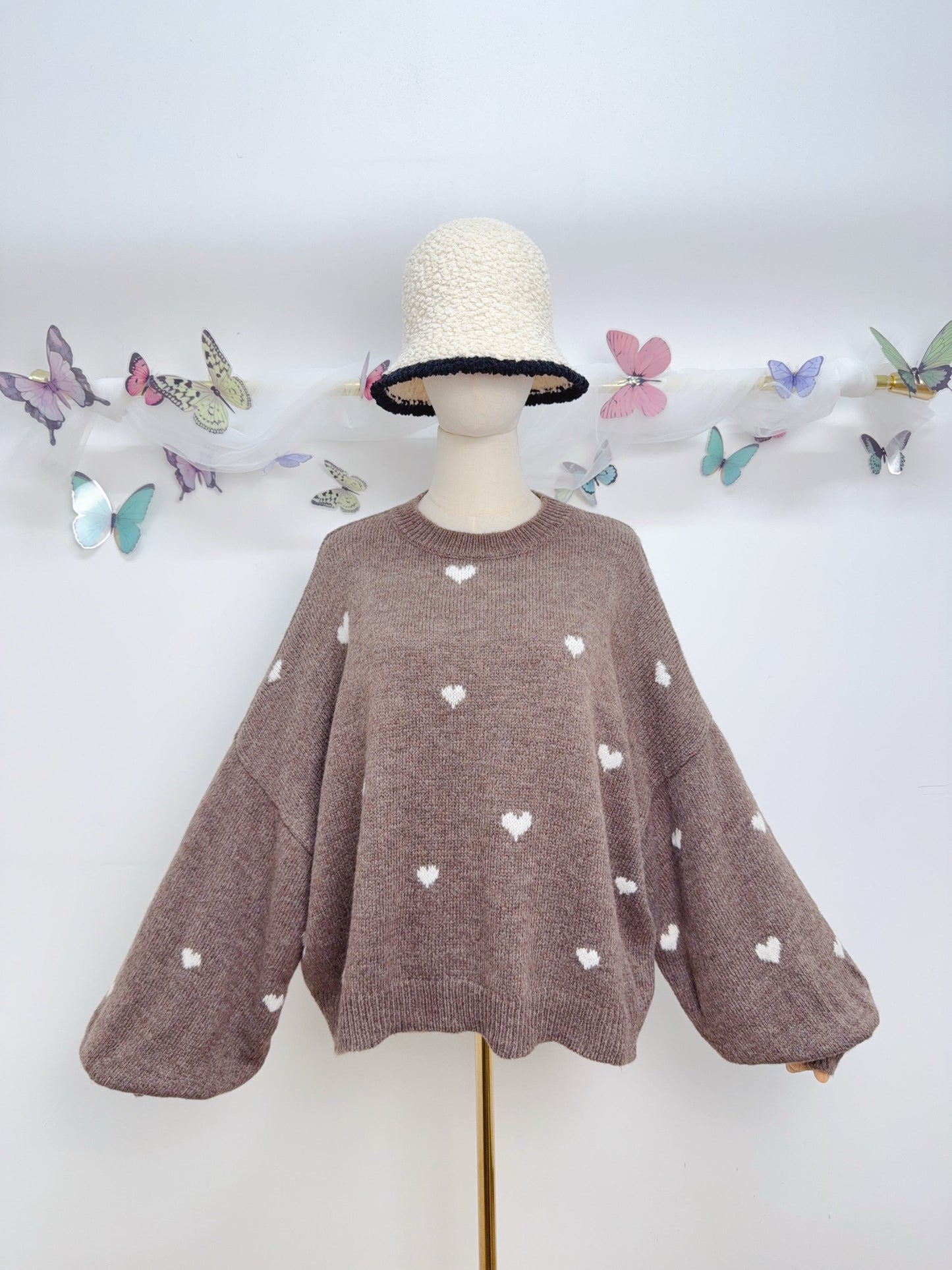 Strick Herz Pullover Oversize