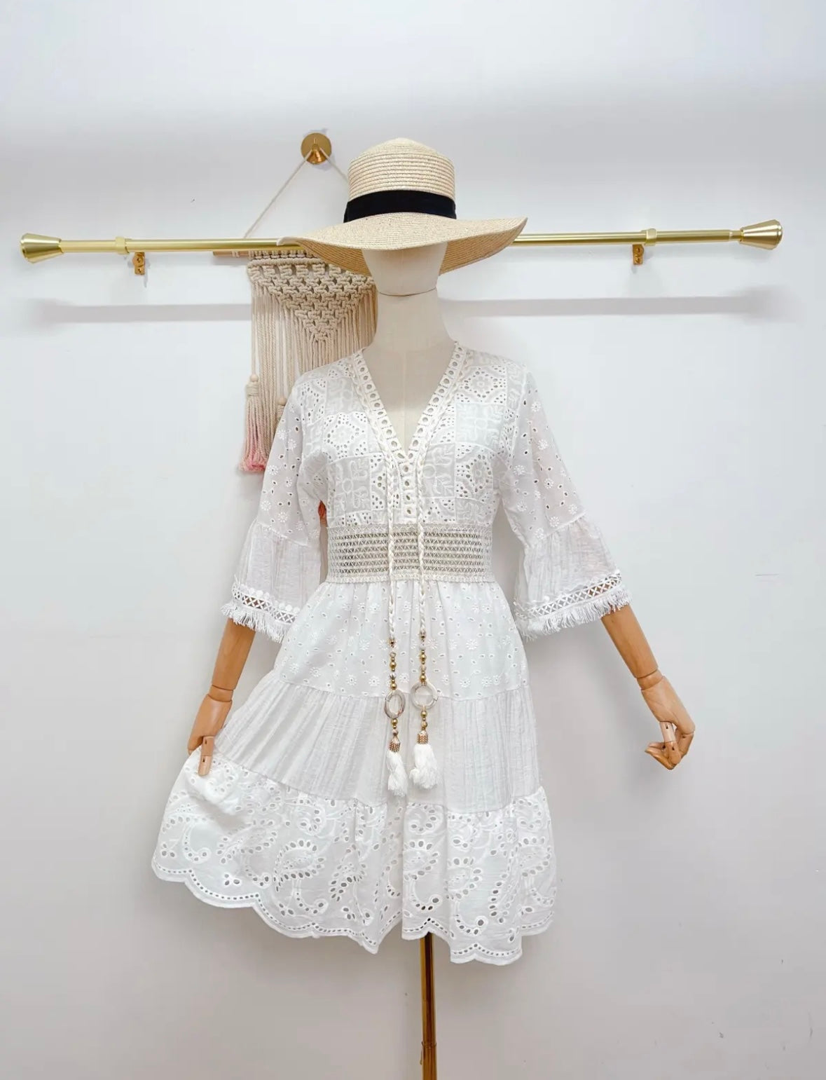 Sommerkleid Spitze Baumwolle Weiß