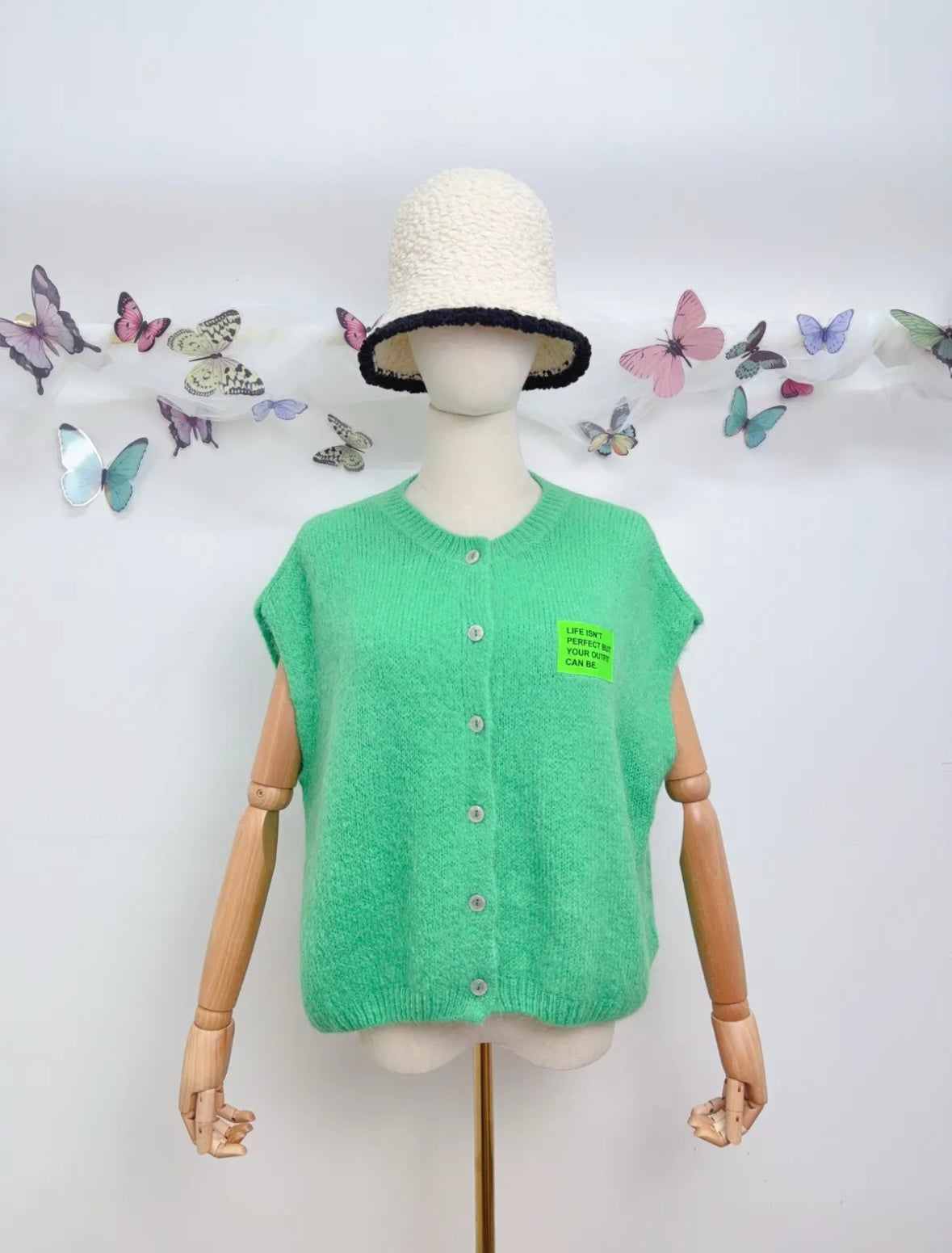 Kurzarm Strickjacke Patch Kid Mohair