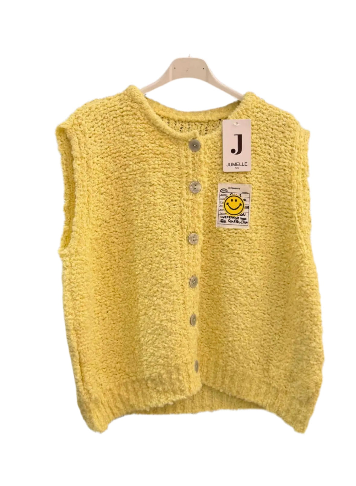 Kurzarm Smiley Patch Weste Alpaka