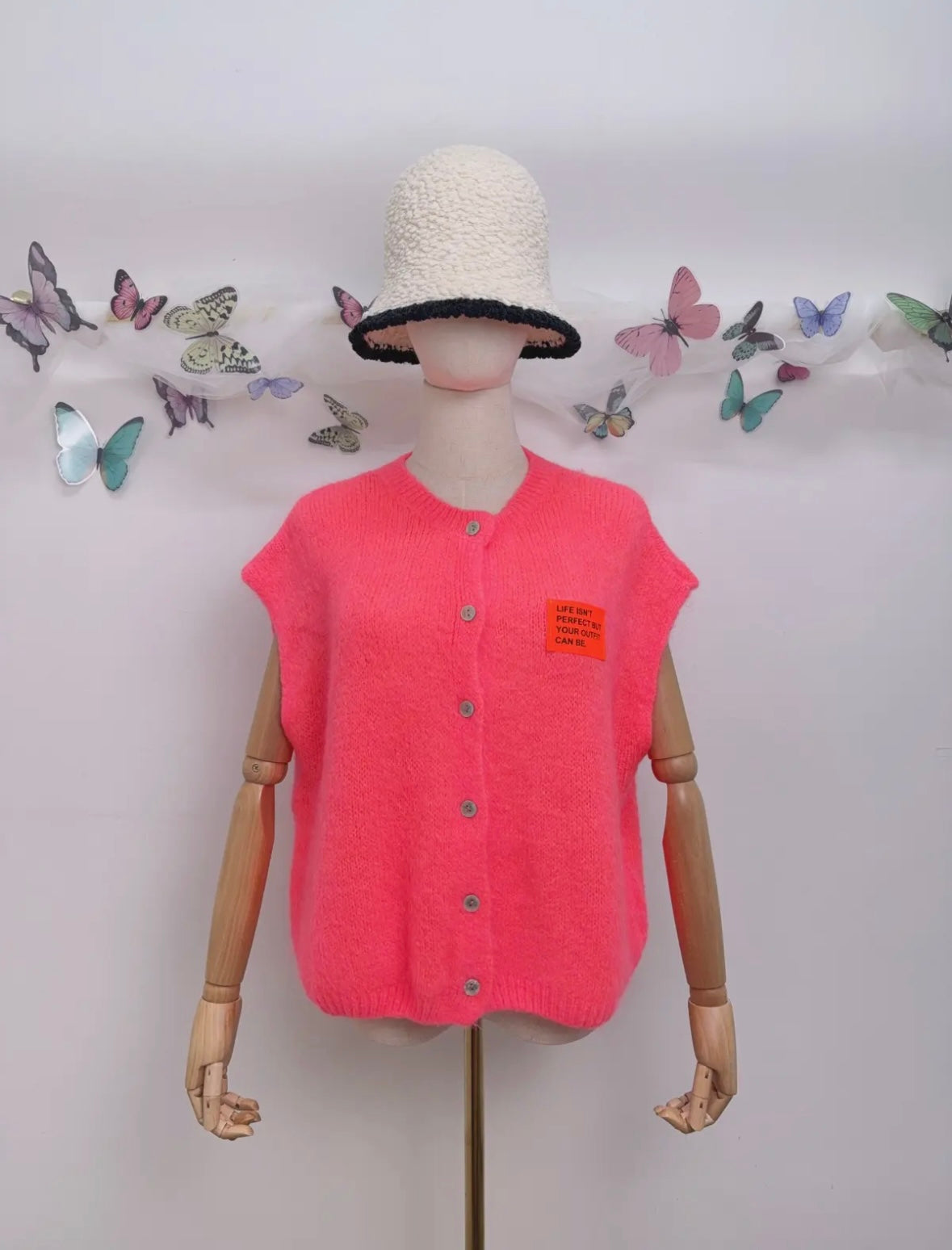 Kurzarm Strickjacke Patch Kid Mohair