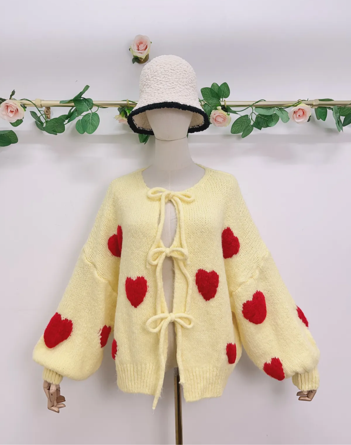 Herz Strick Schleifen Cardigan