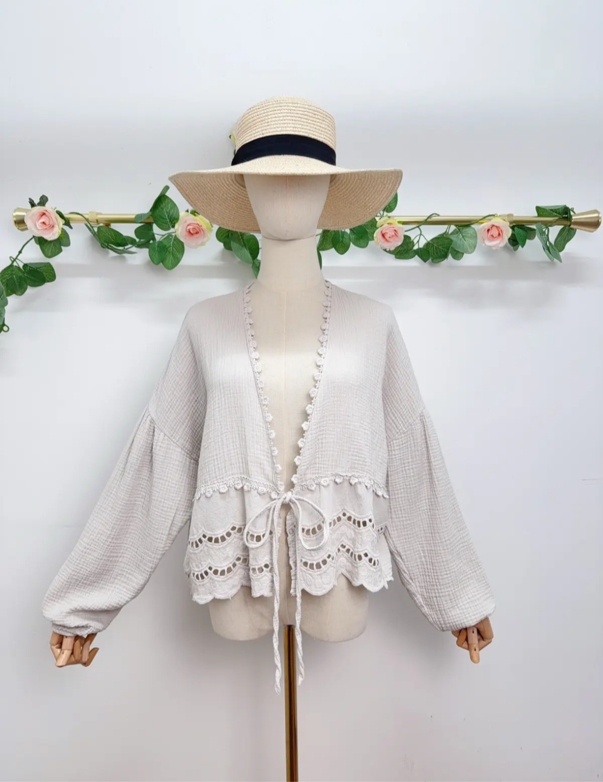 Musselin Bluse Spitze