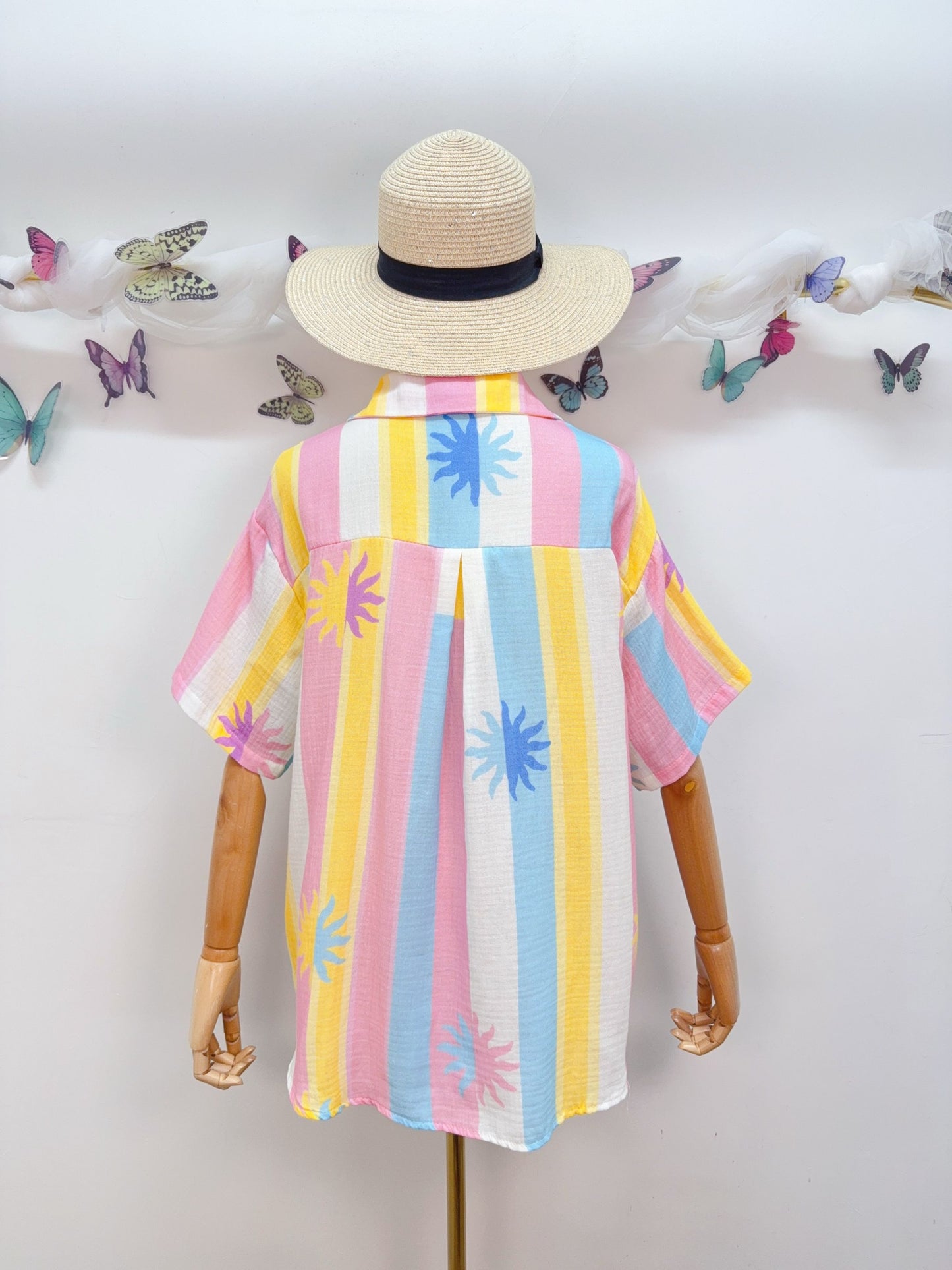 Musselin Bluse Streifen Pastell