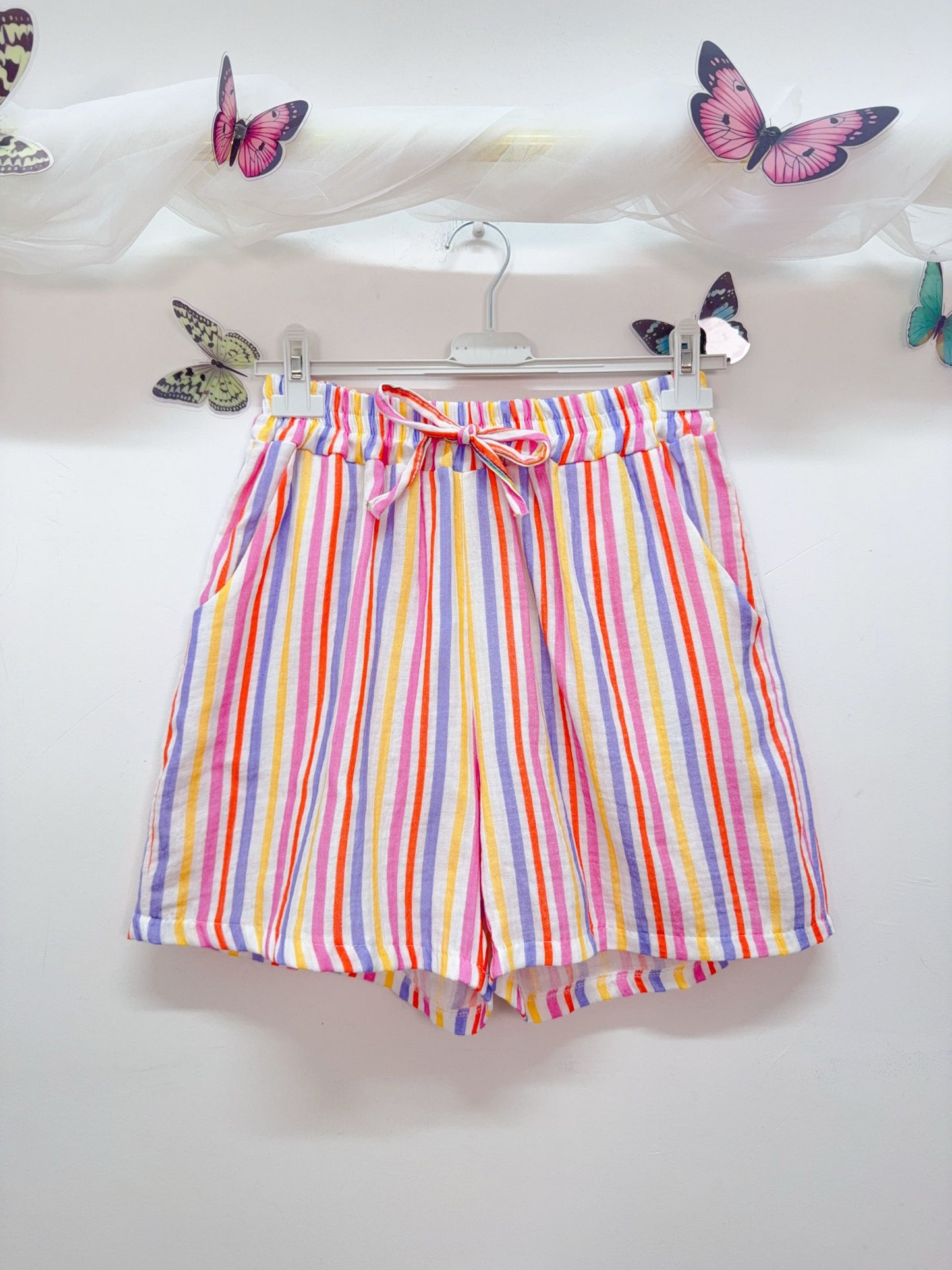 Zweiteiler Set Bluse Shorts Streifen