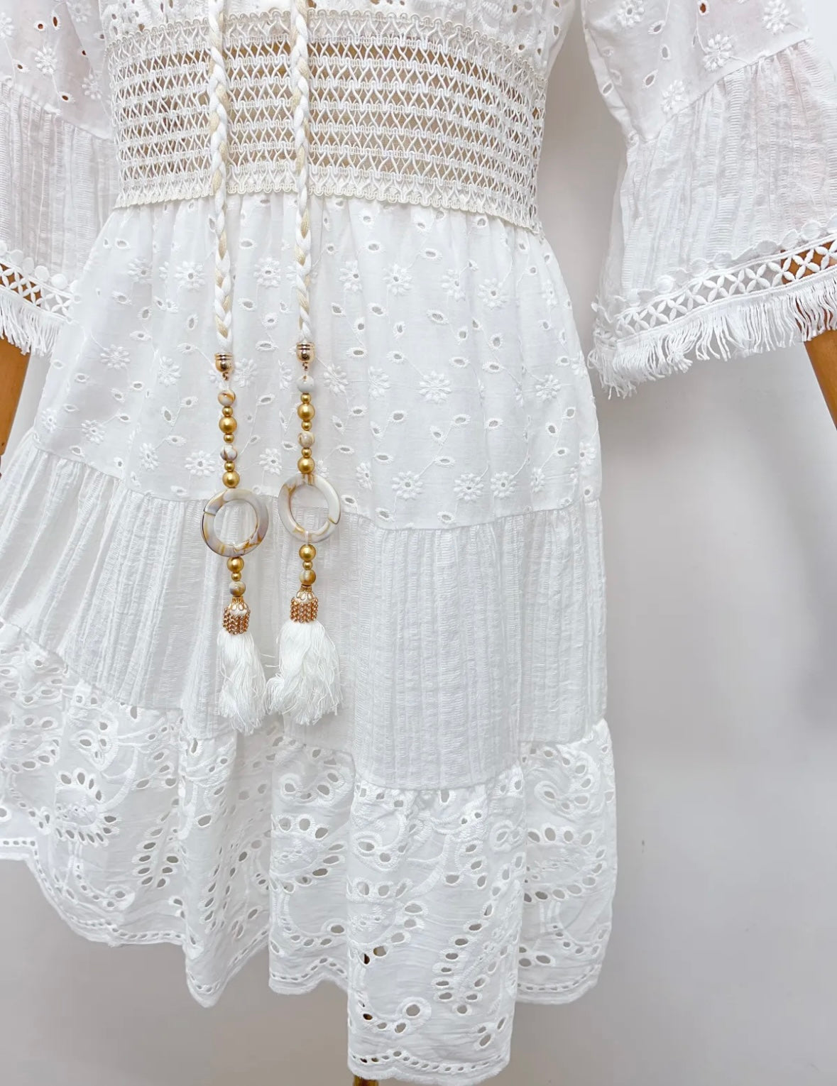Sommerkleid Spitze Baumwolle Weiß