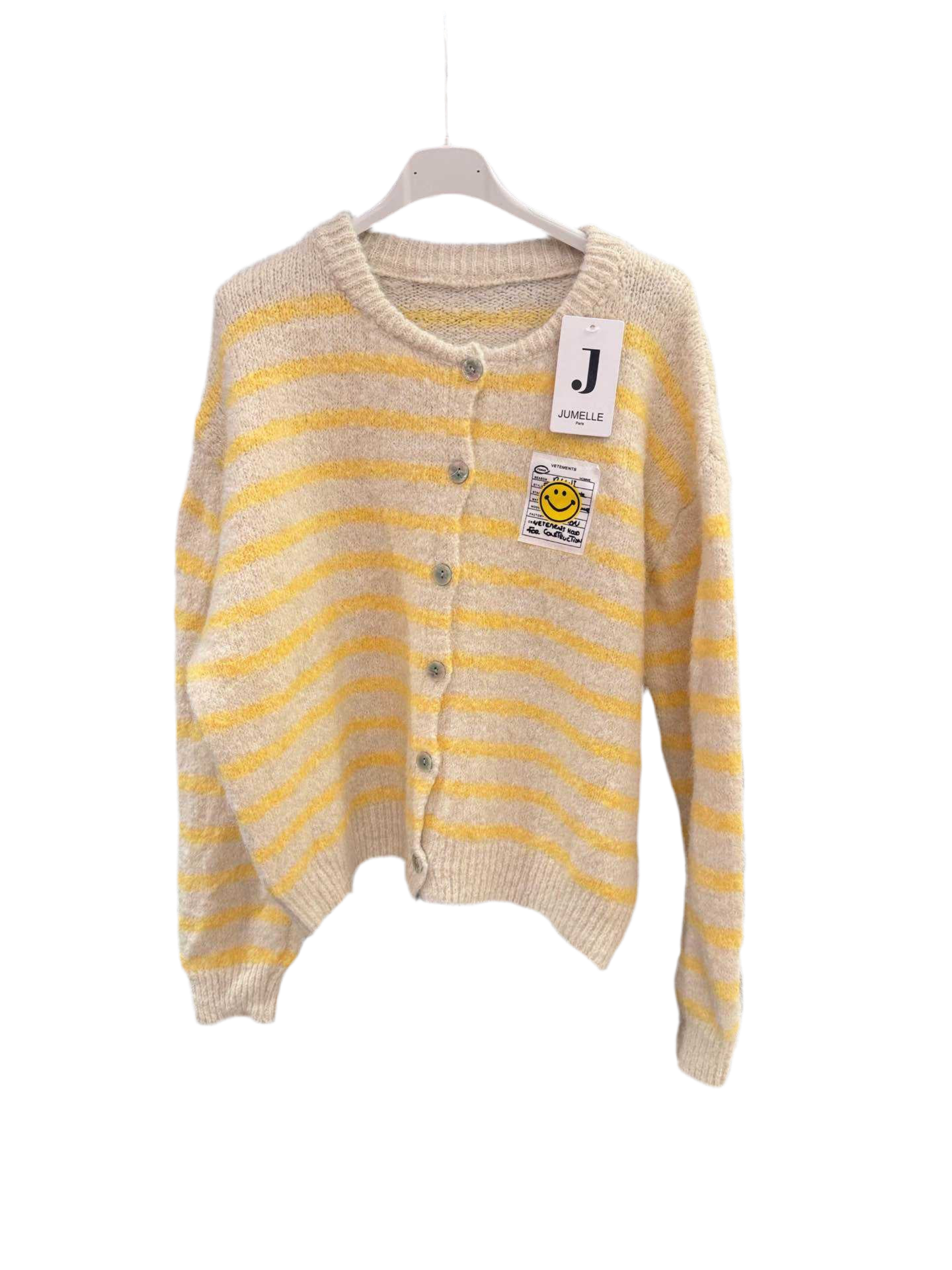 Smiley Patch Cardigan Streifen