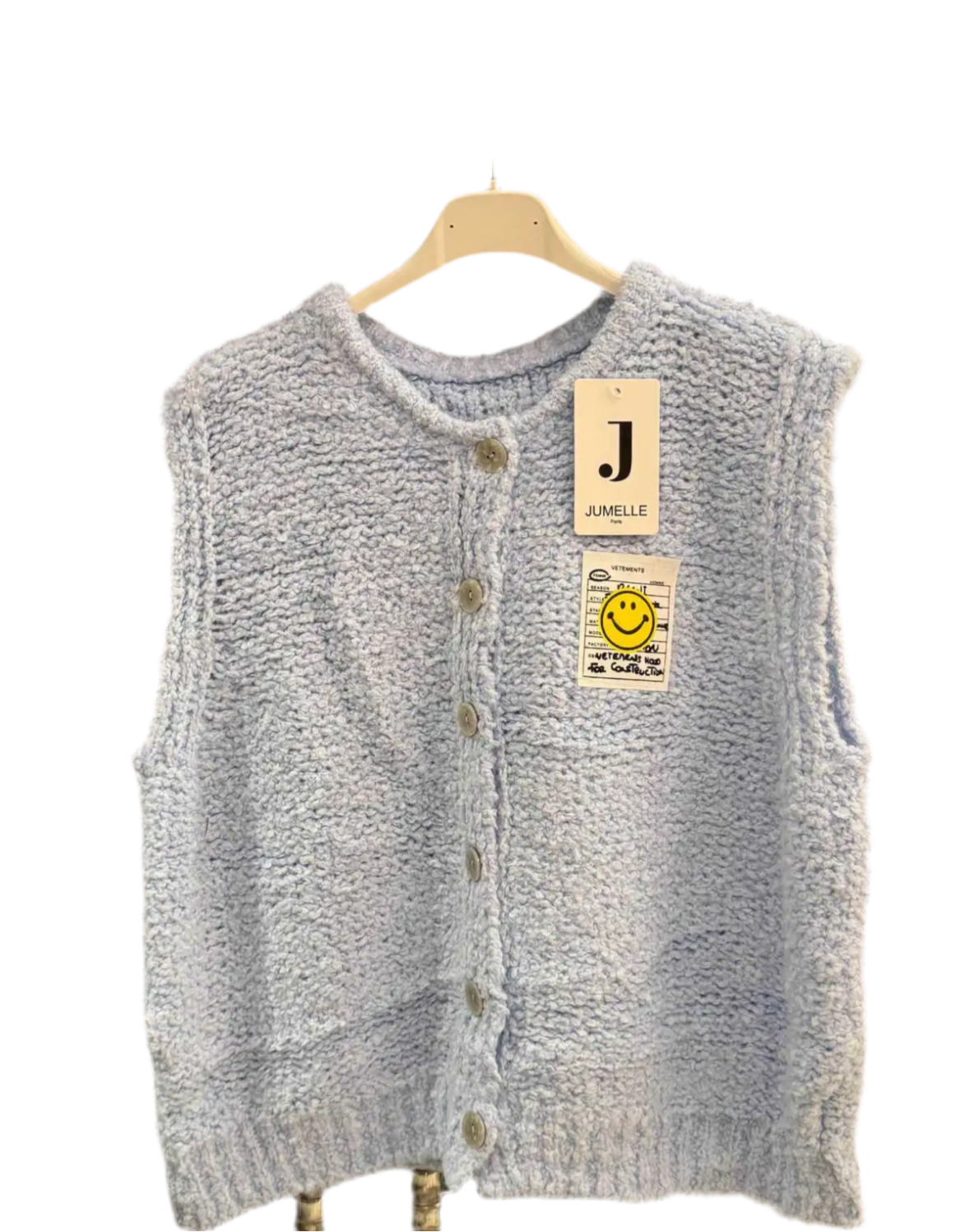 Kurzarm Smiley Patch Weste Alpaka