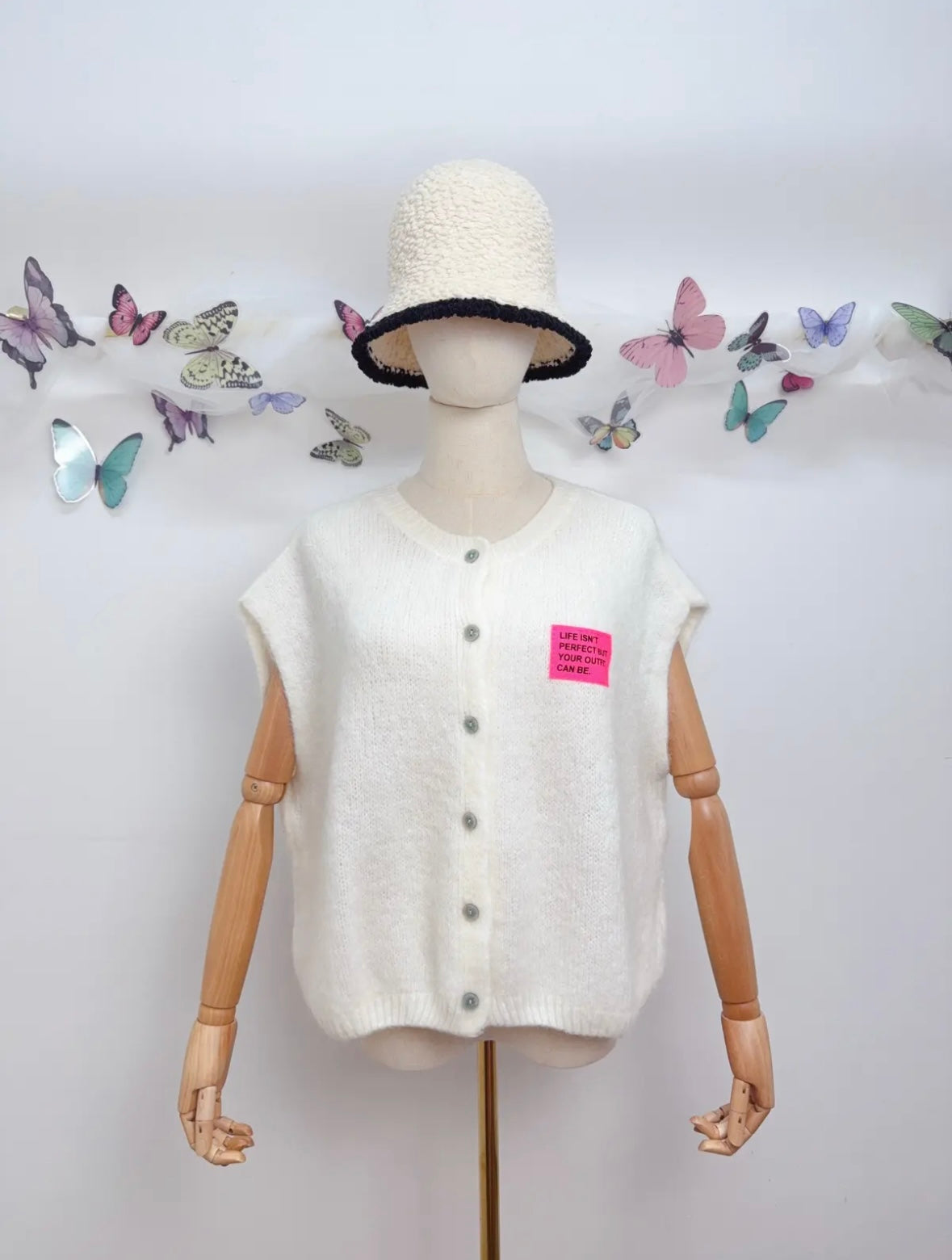 Kurzarm Strickjacke Patch Kid Mohair