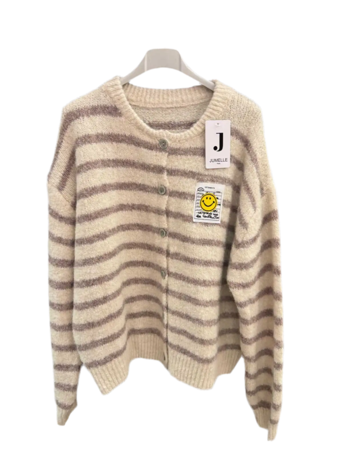 Smiley Patch Cardigan Streifen