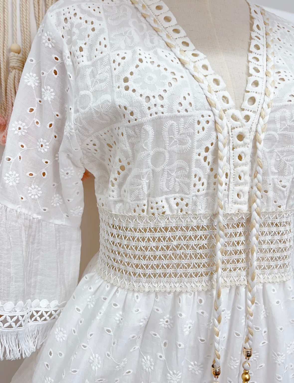 Sommerkleid Spitze Baumwolle Weiß