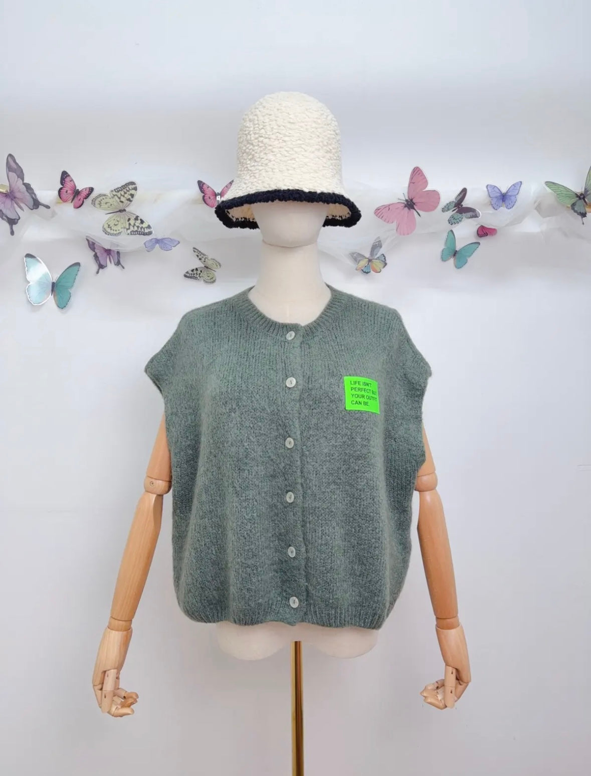 Kurzarm Strickjacke Patch Kid Mohair