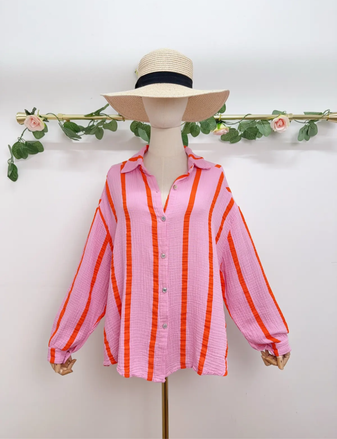 Musselin Bluse Gestreift