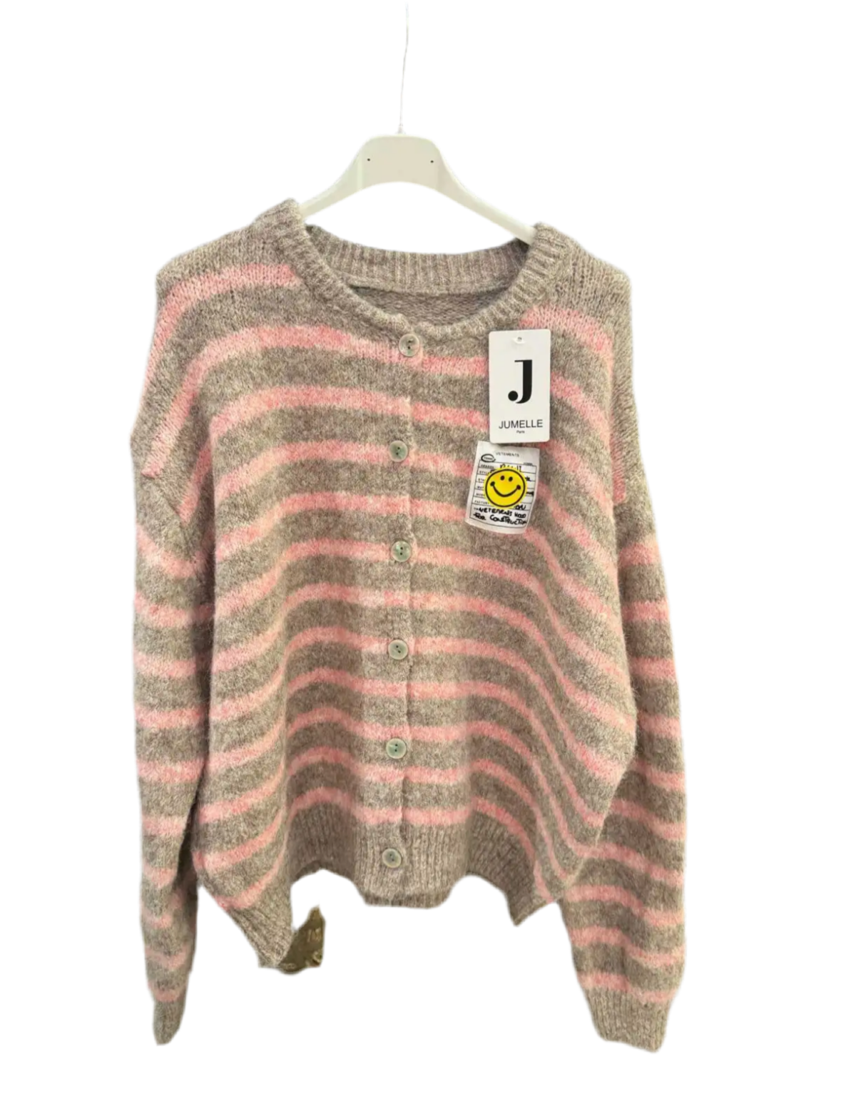Smiley Patch Cardigan Streifen