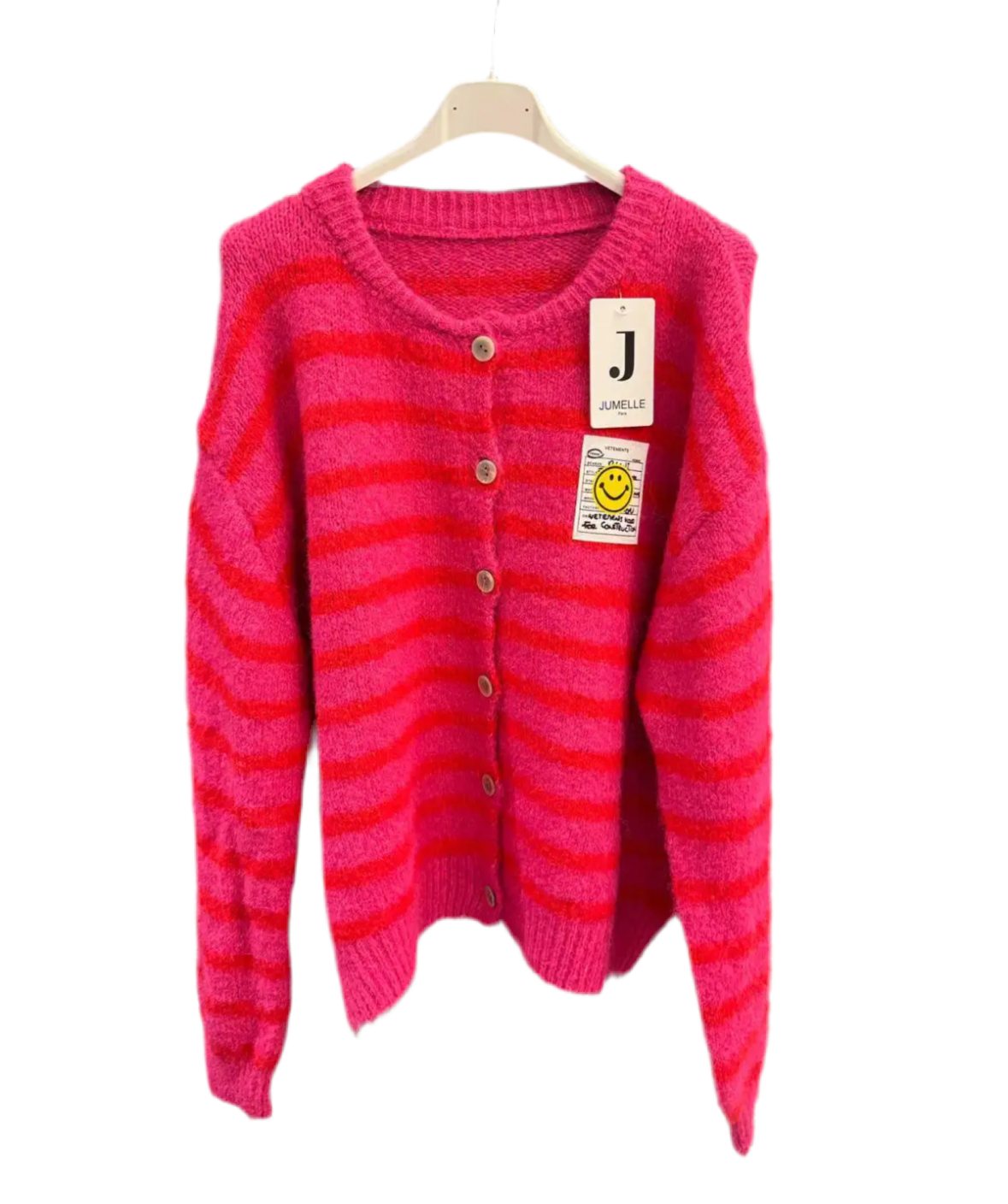 Smiley Patch Cardigan Streifen