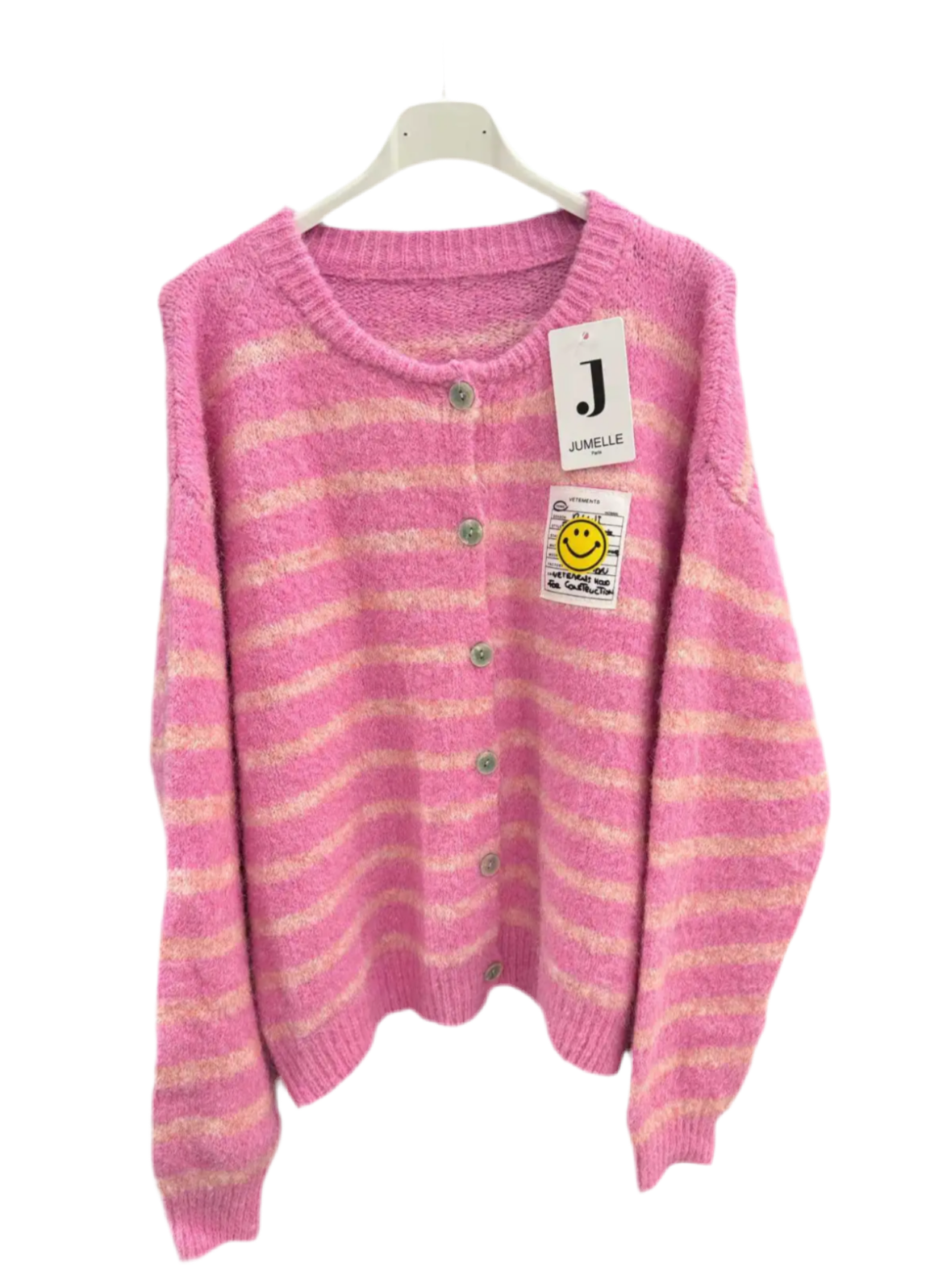 Smiley Patch Cardigan Streifen