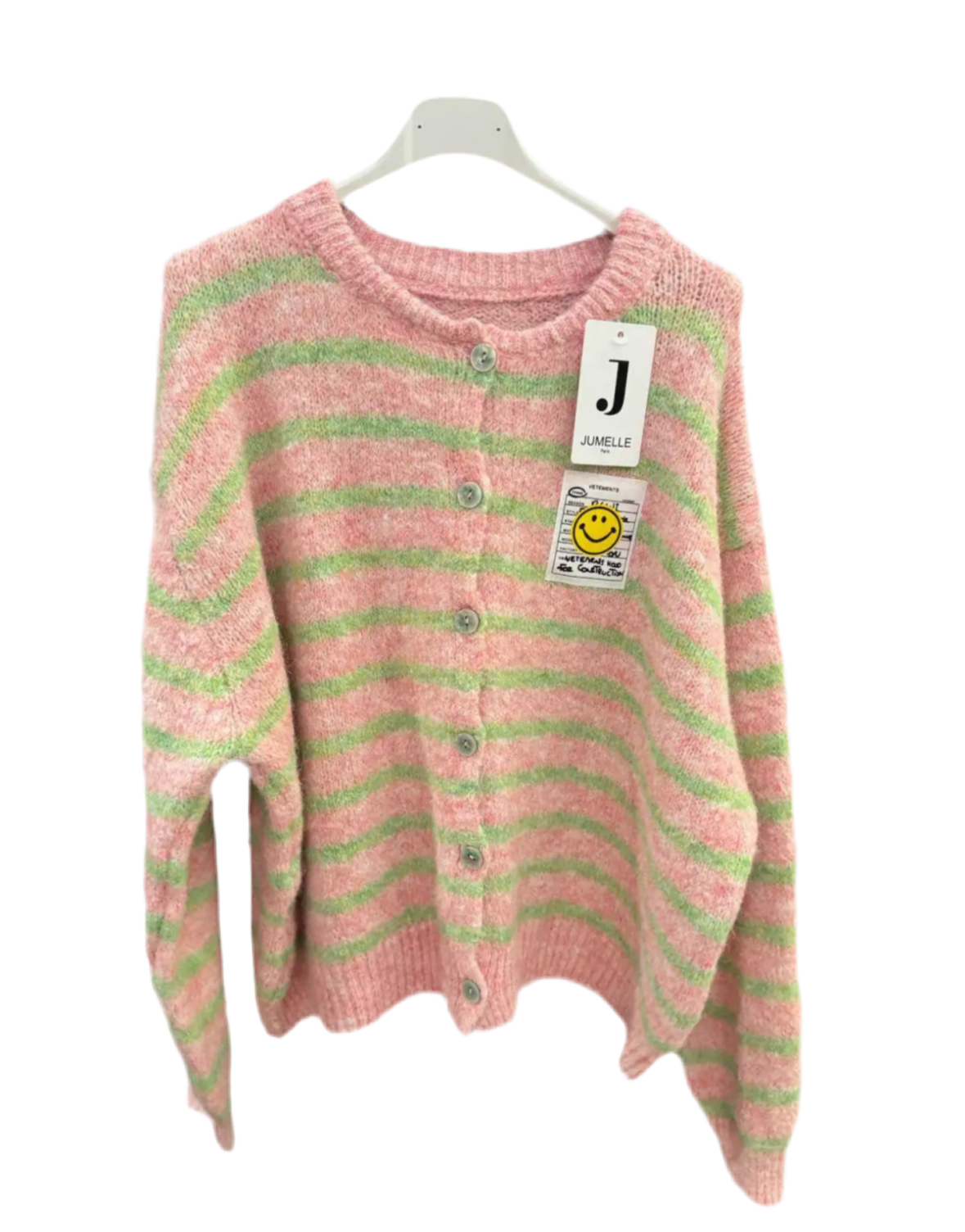 Smiley Patch Cardigan Streifen