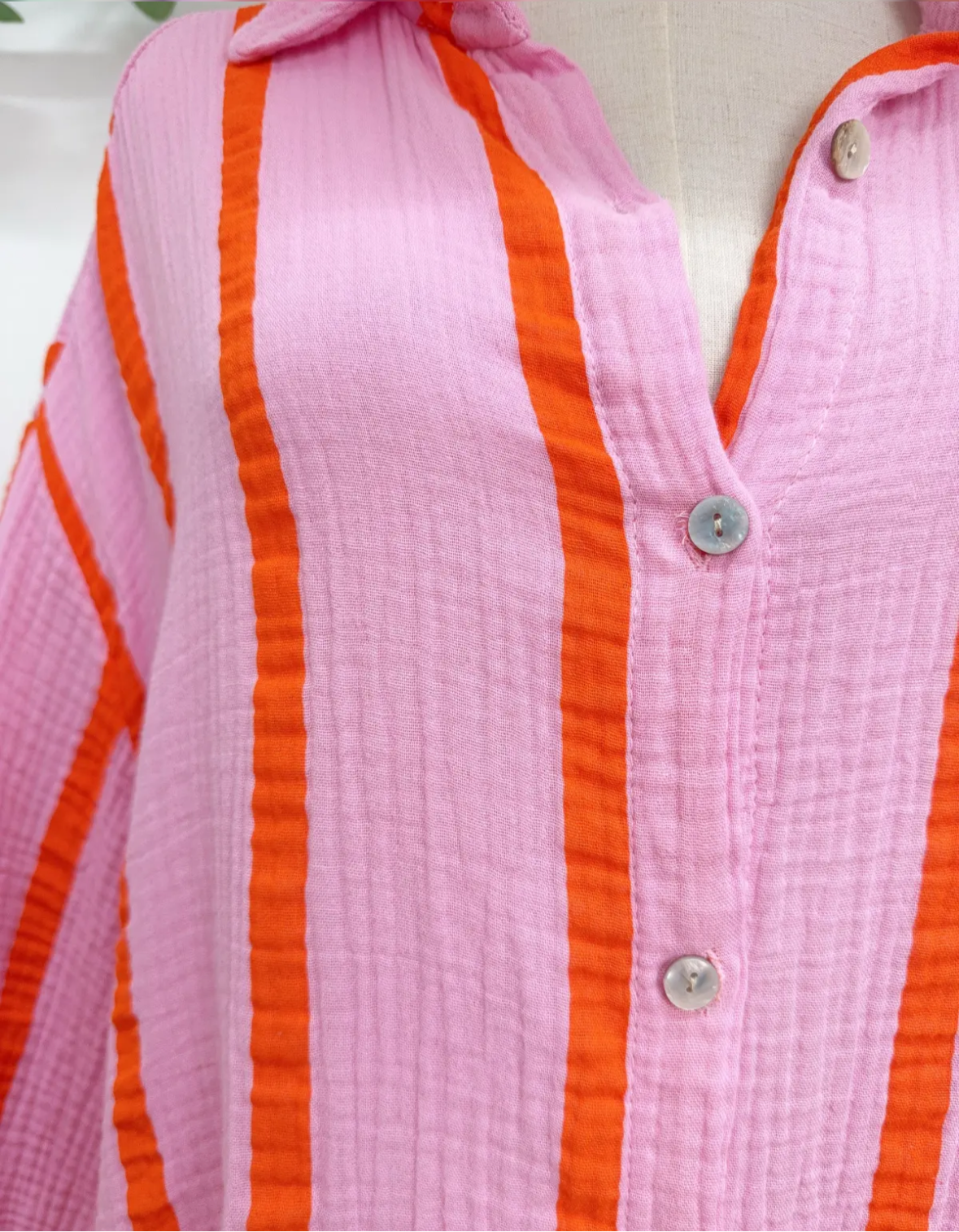 Musselin Bluse Gestreift