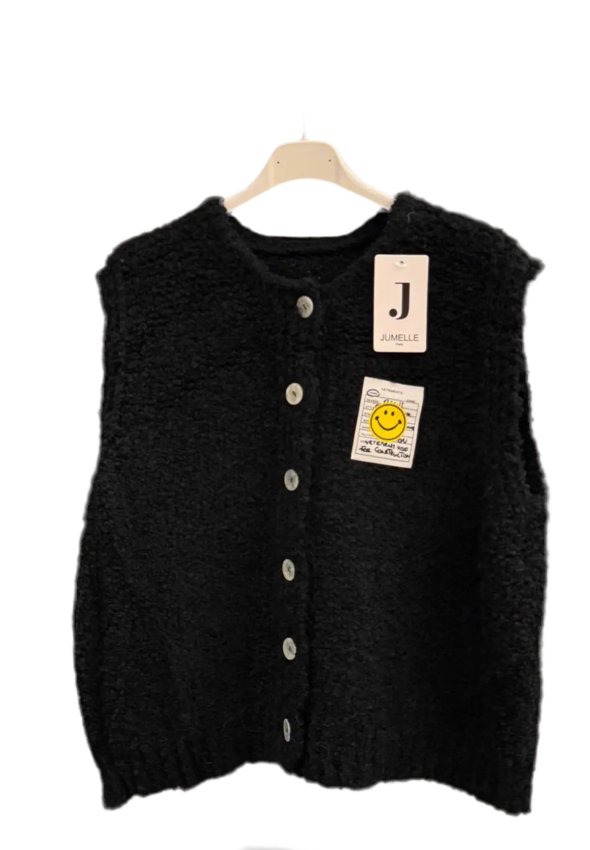 Kurzarm Smiley Patch Weste Alpaka