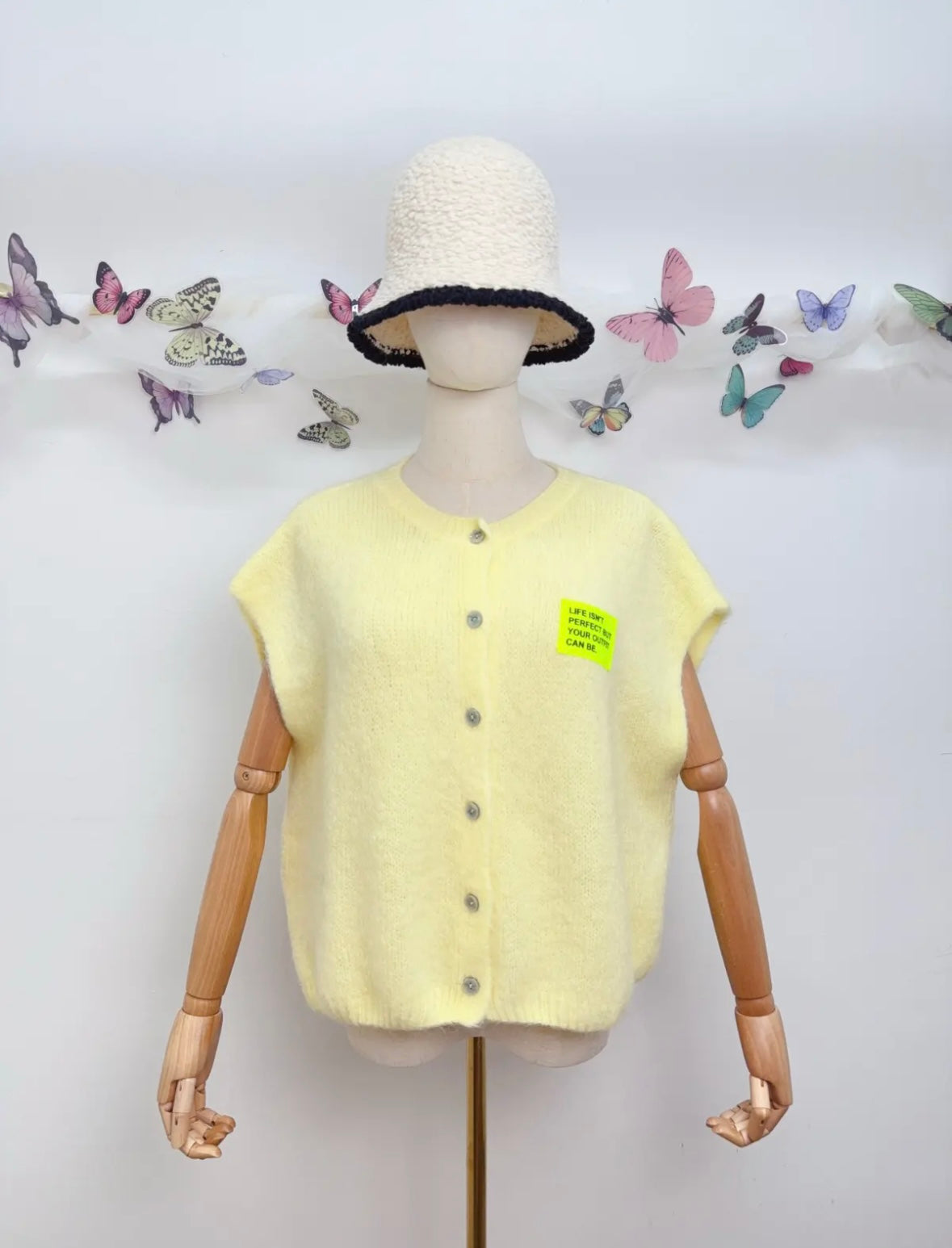 Kurzarm Strickjacke Patch Kid Mohair