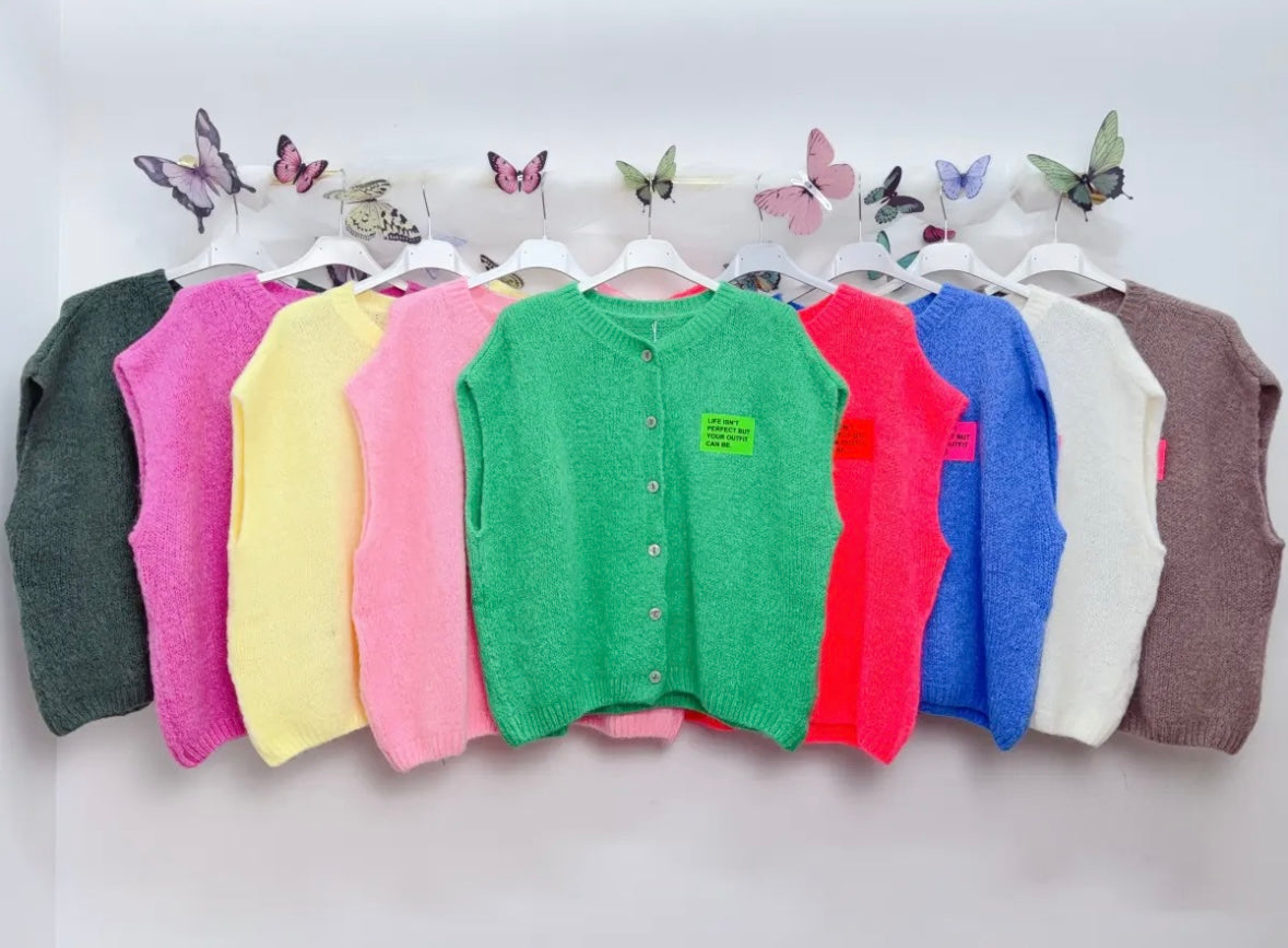 Kurzarm Strickjacke Patch Kid Mohair