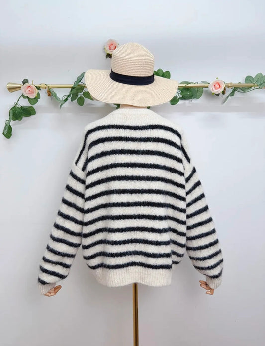 Smiley Patch Cardigan Streifen