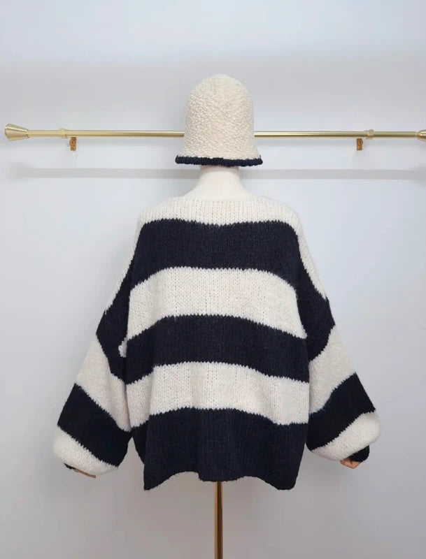 Streifen Strick Cardigan Schleifen