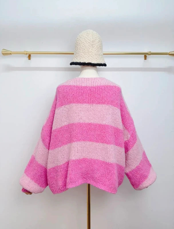 Streifen Strick Cardigan Schleifen