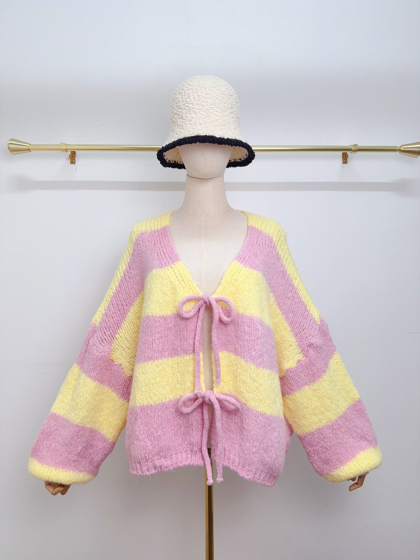 Streifen Strick Cardigan Schleifen