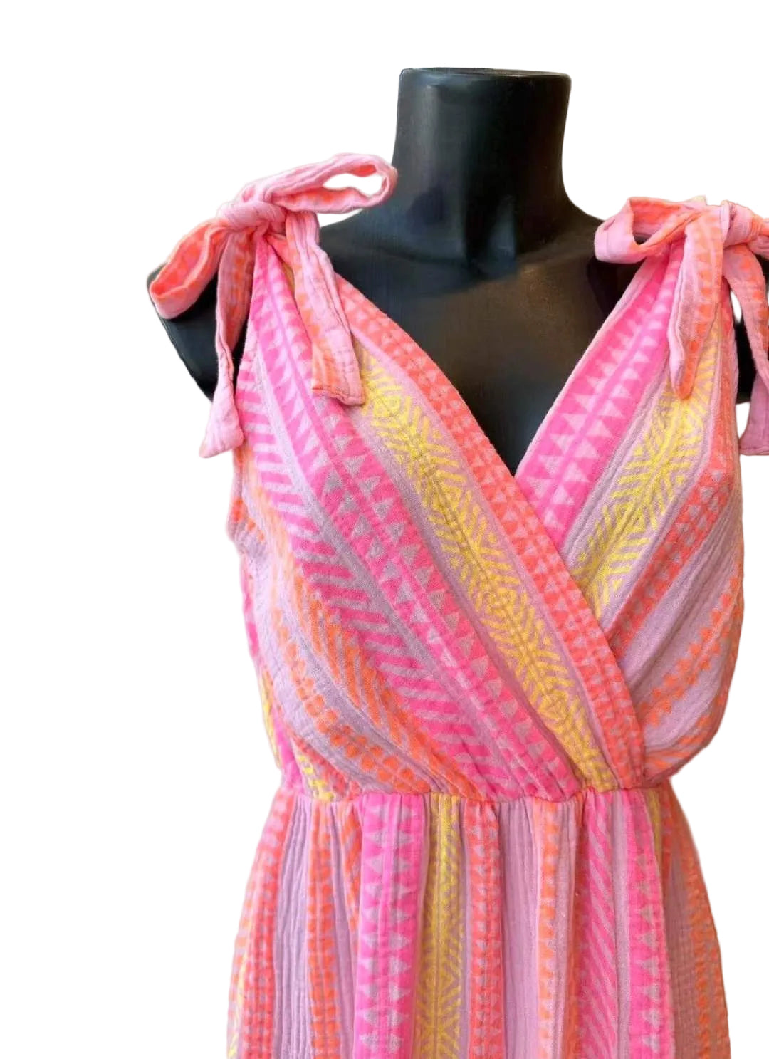 Musselin Kleid Pink Rosa Streifen