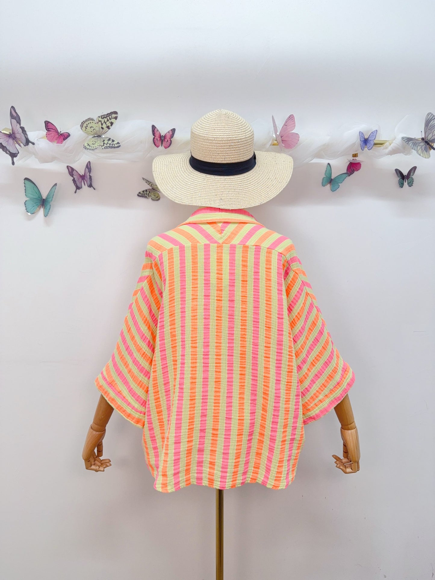 Musselin Bluse Kurzarm Stripes