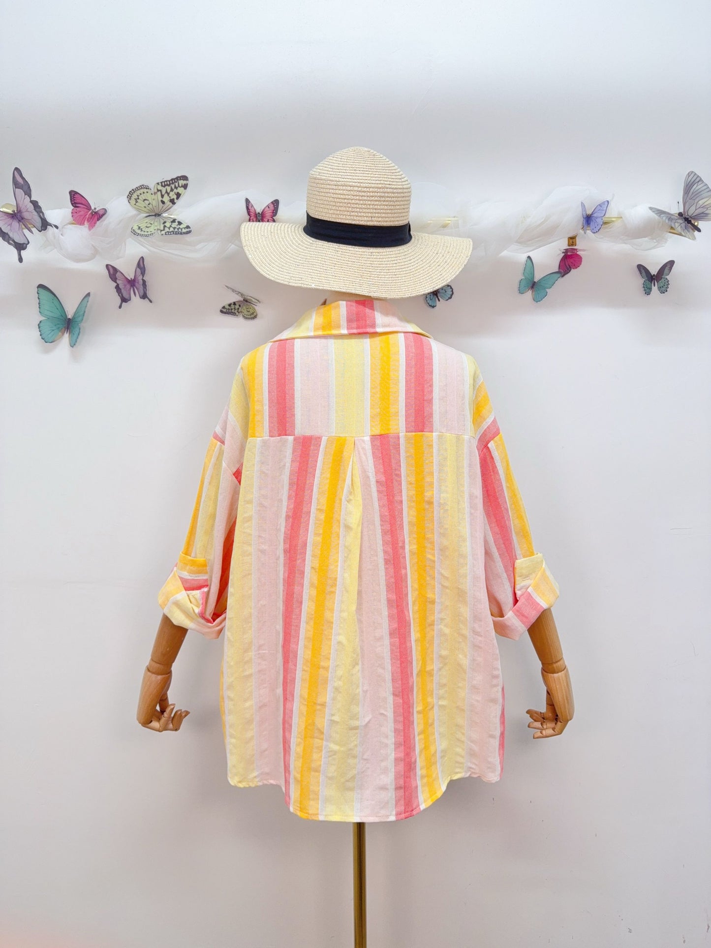 Baumwolle Bluse Streifen Pastell