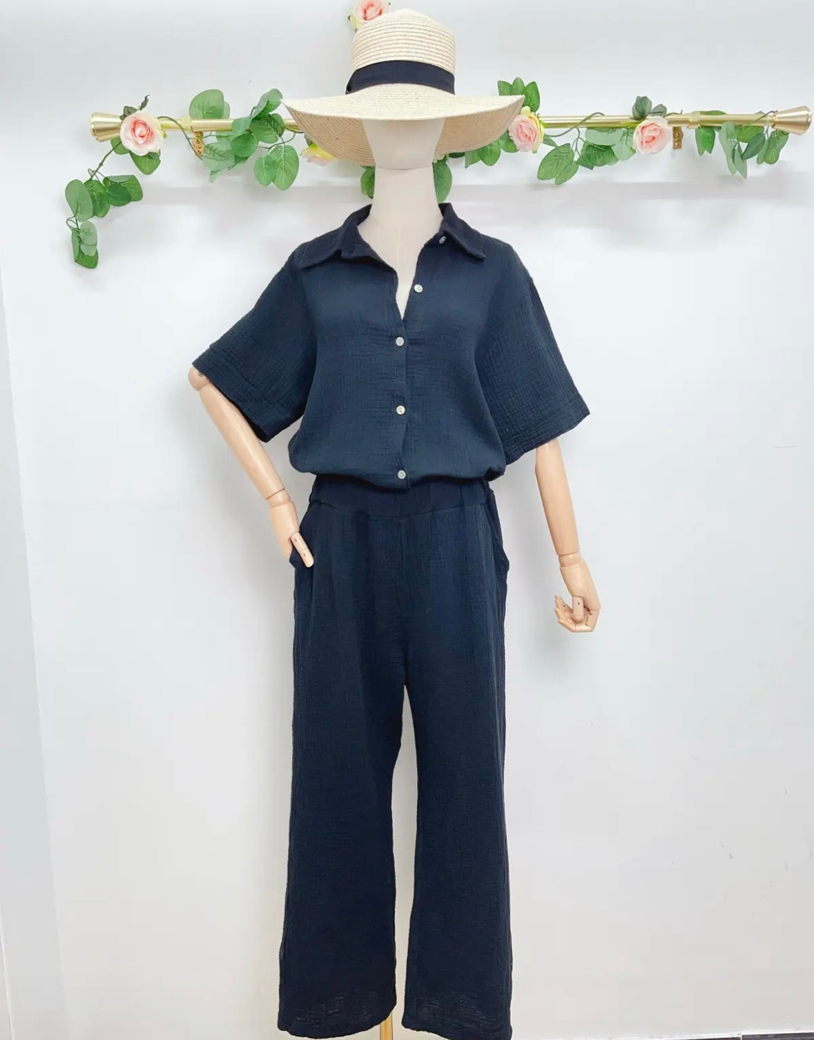 Musselin Jumpsuit Hemd