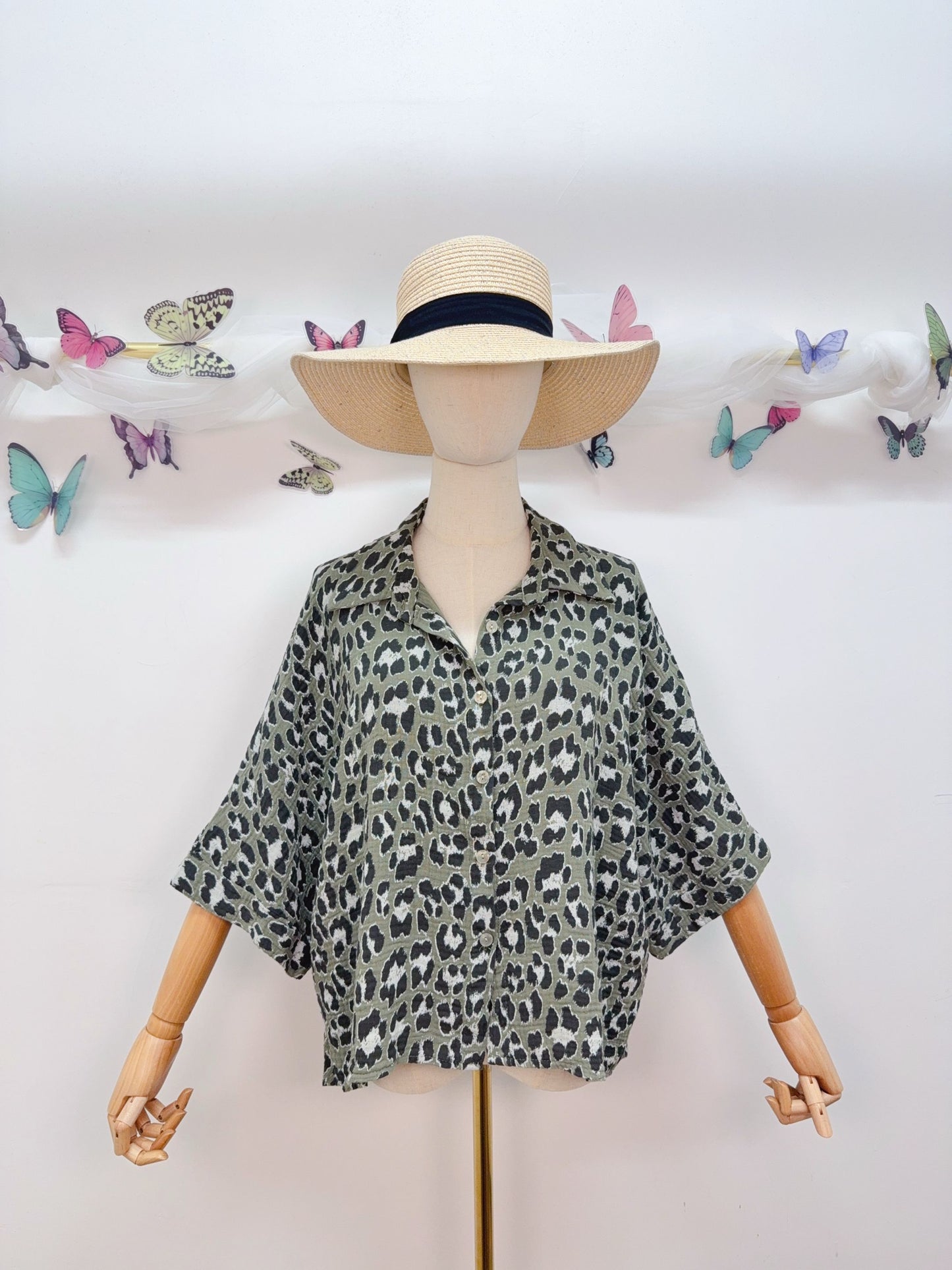 Leo Musselin Bluse Kurzarm