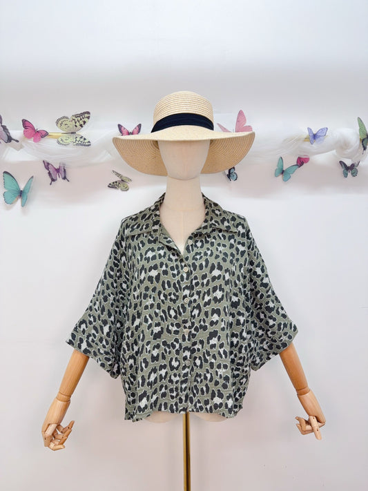 Leo Musselin Bluse Kurzarm
