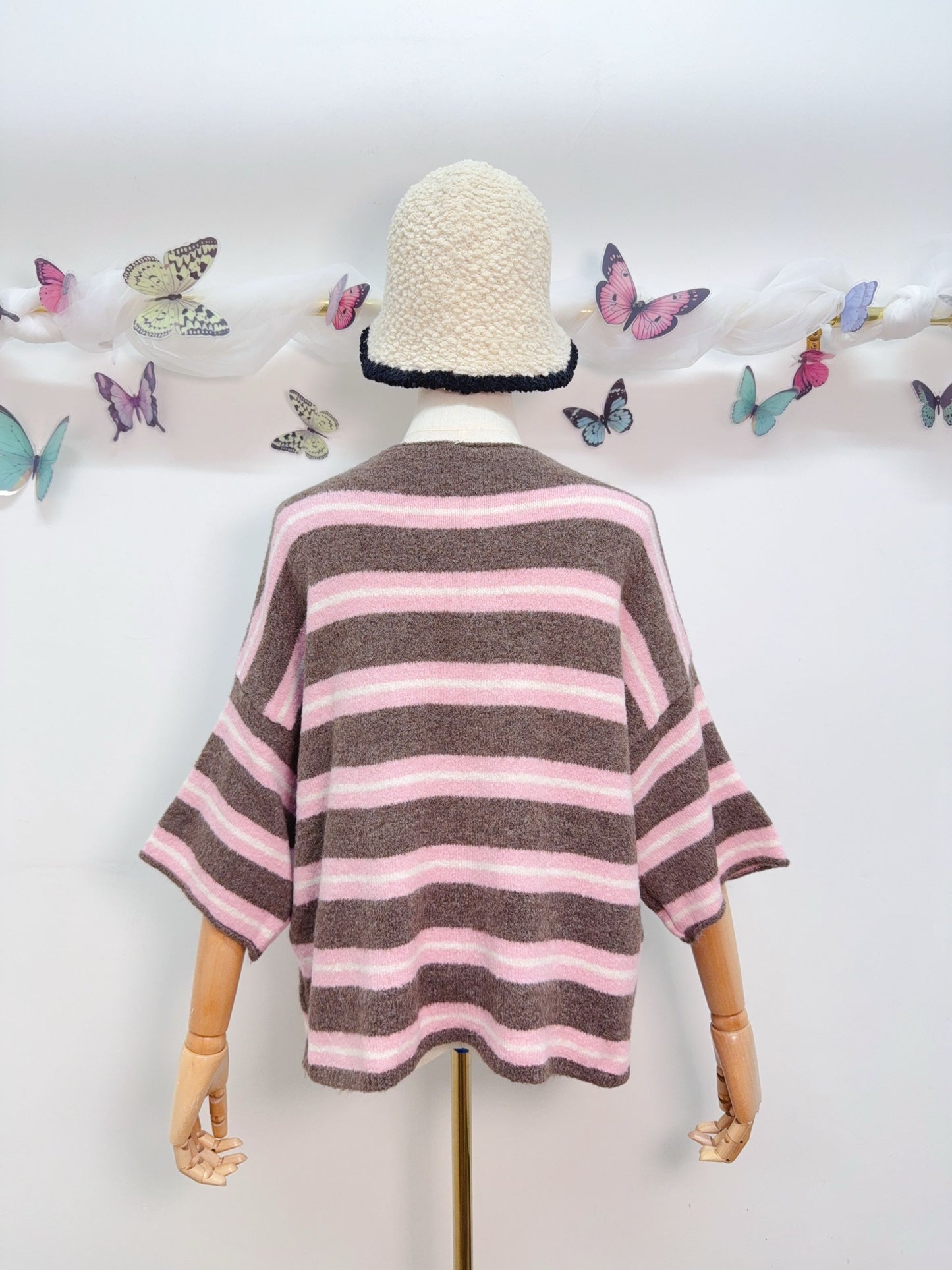 Strickpullover Kurzarm Gestreift