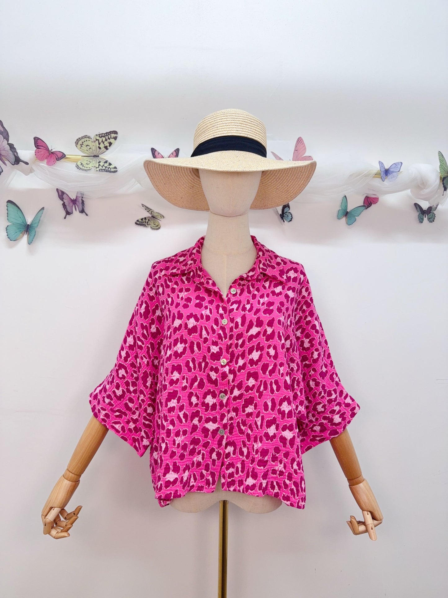 Leo Musselin Bluse Kurzarm