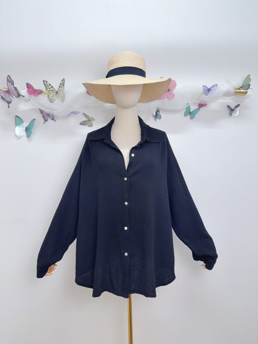 Musselin Bluse Uni Lang