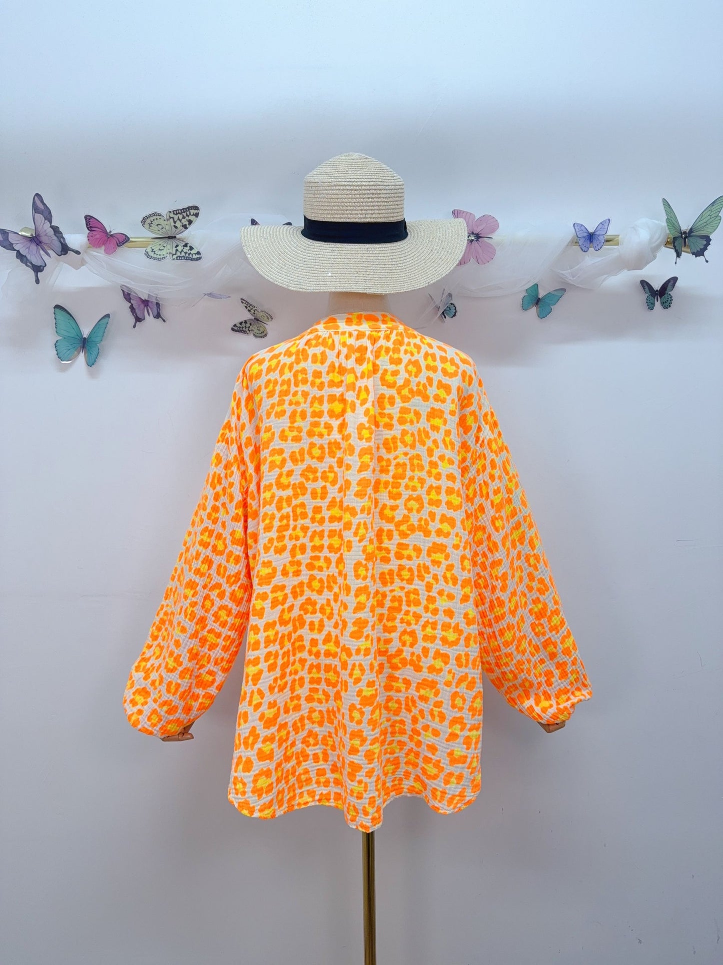 Leo Musselin Bluse Stehkragen