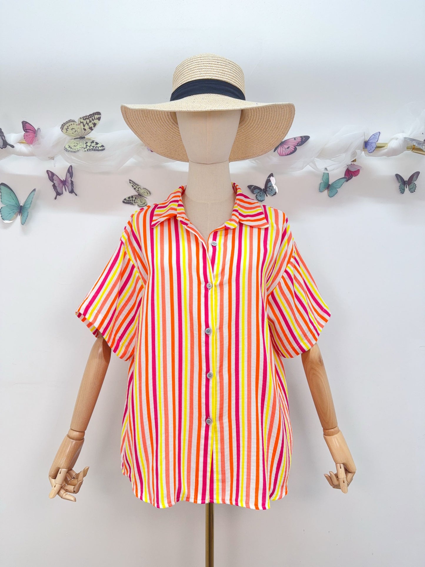 Bluse Kurzarm Streifen