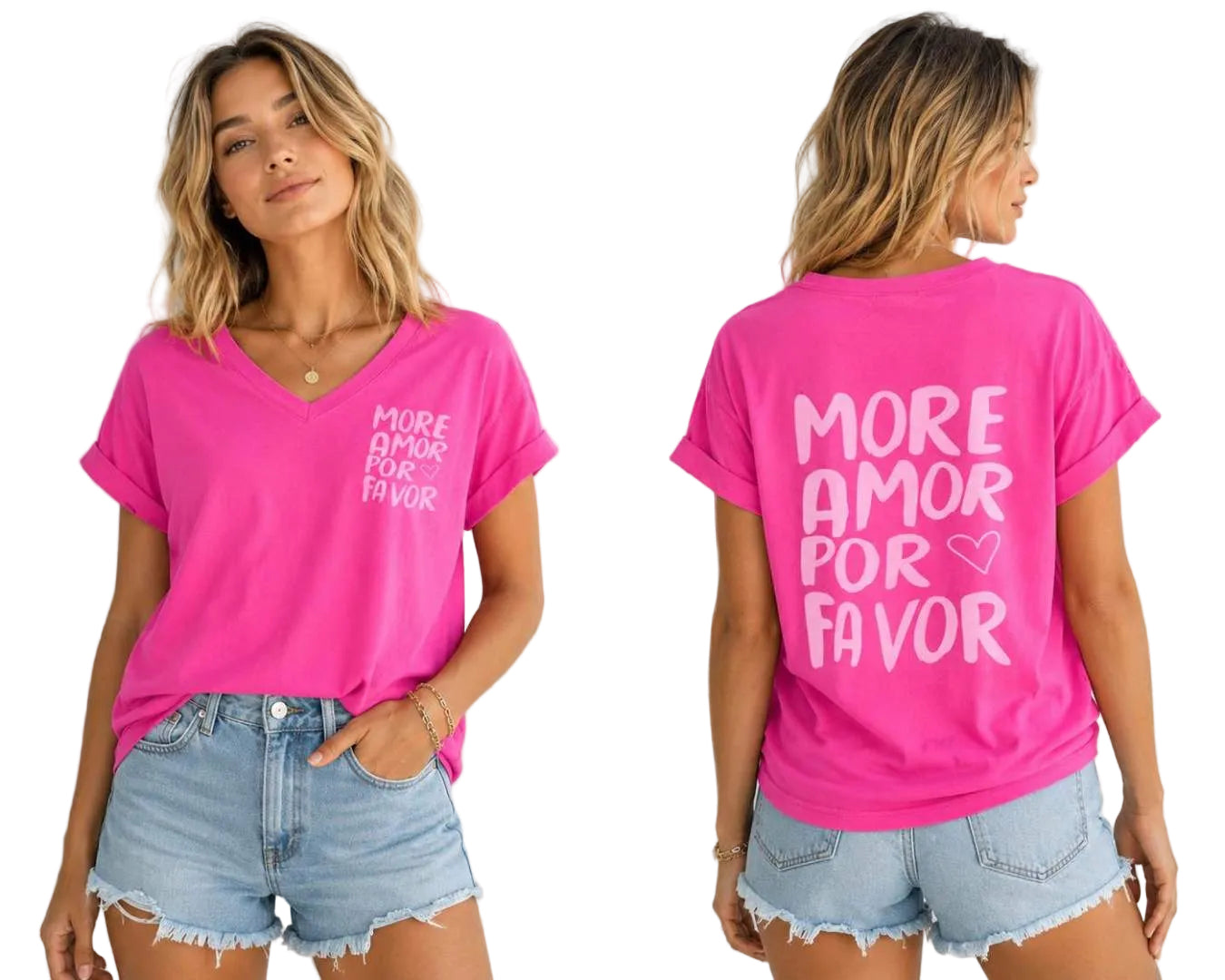 T-Shirt More Amor Por Favor Pink