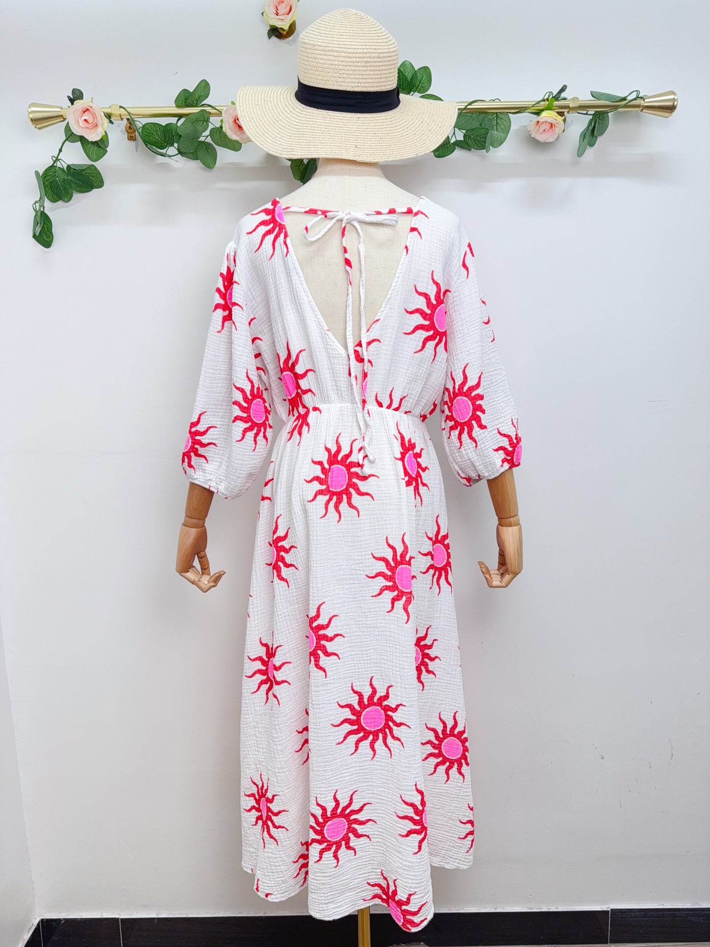 Kleid Musselin Sonne Lang