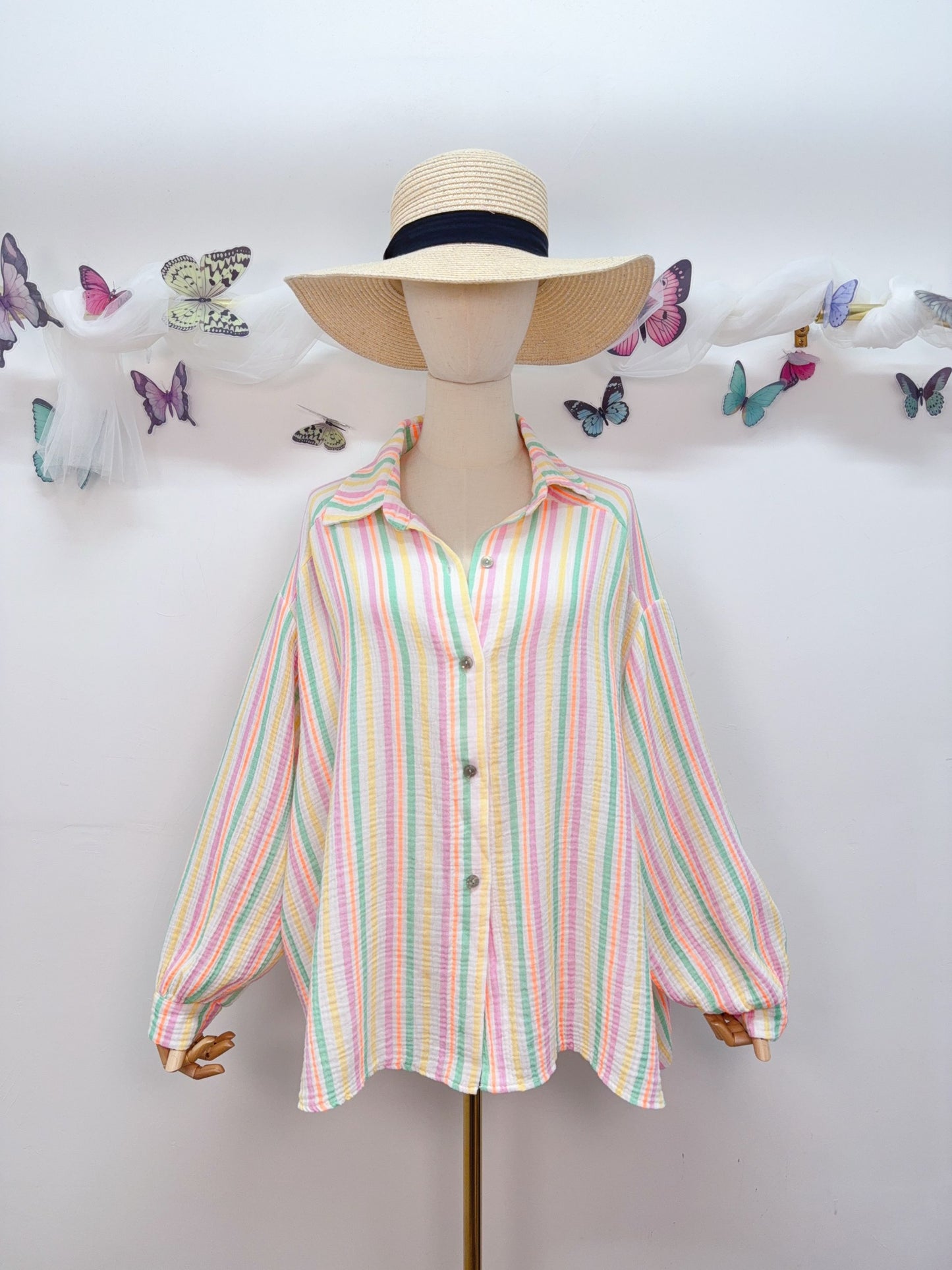 Musselin Bluse Streifen