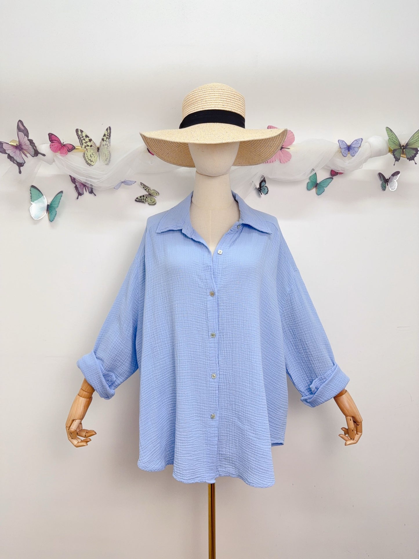 Musselin Bluse Uni Lang