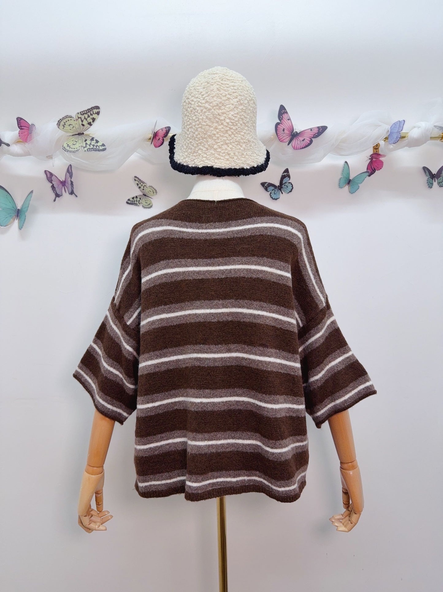 Strickpullover Kurzarm Gestreift