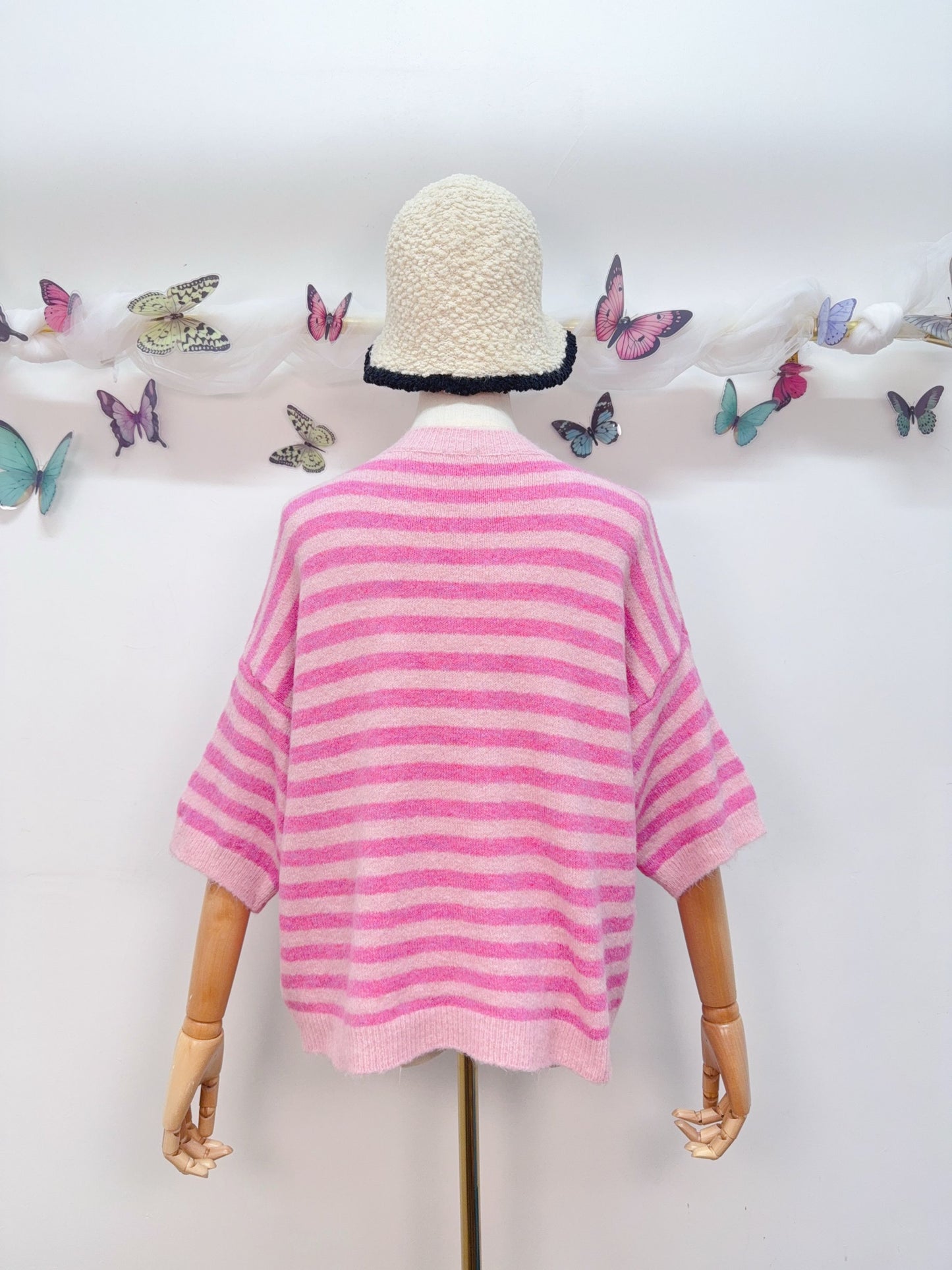 Strickpullover Kurzarm Streifen