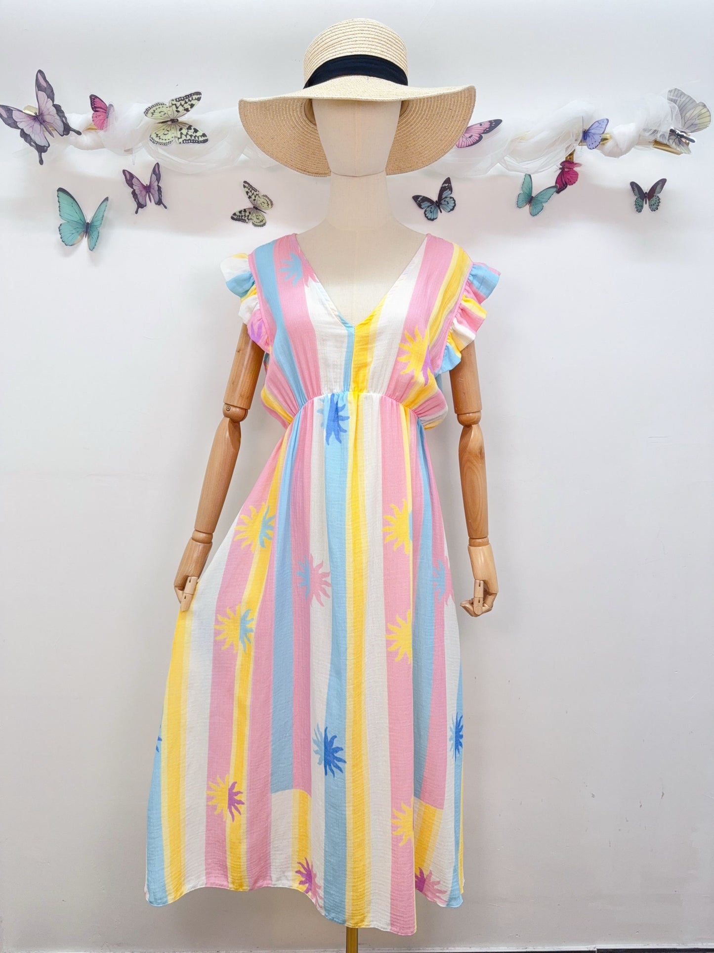 Musselin Kleid Streifen Pastell