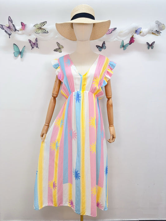 Musselin Kleid Streifen Pastell